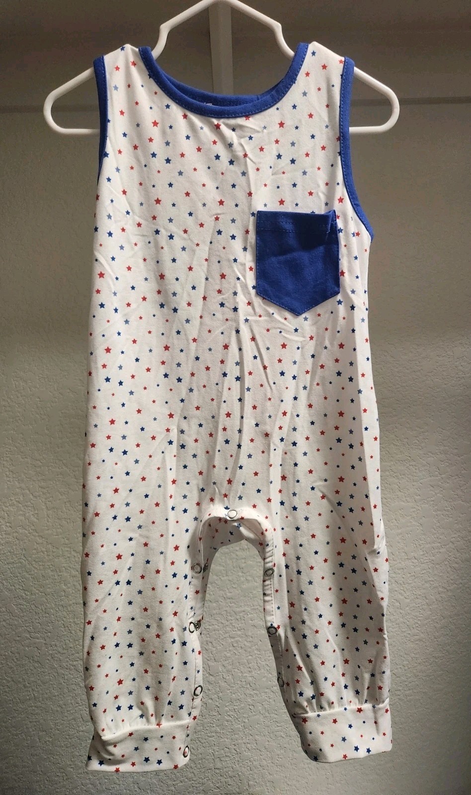 Pete + Lucy Baby Romper 9-12 Months NWT Patriotic Stars Red White Blue Pocket