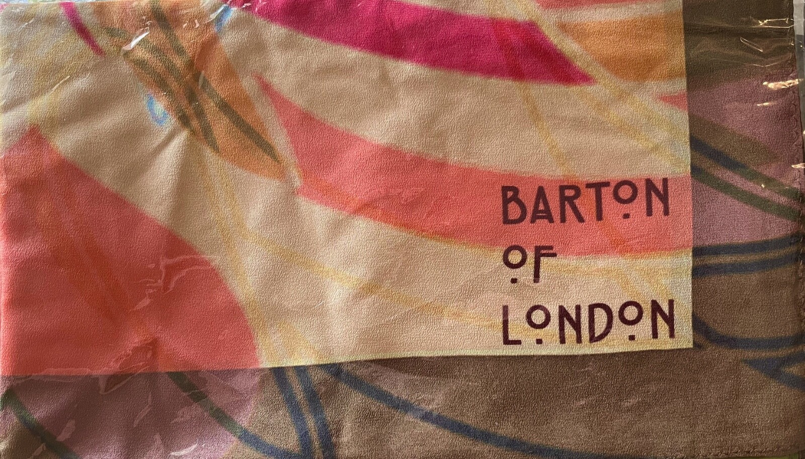 SILK HUGE Designer Scarf NEW Barton London Butterfly Citrus/Orange/Tan 64″X 25″