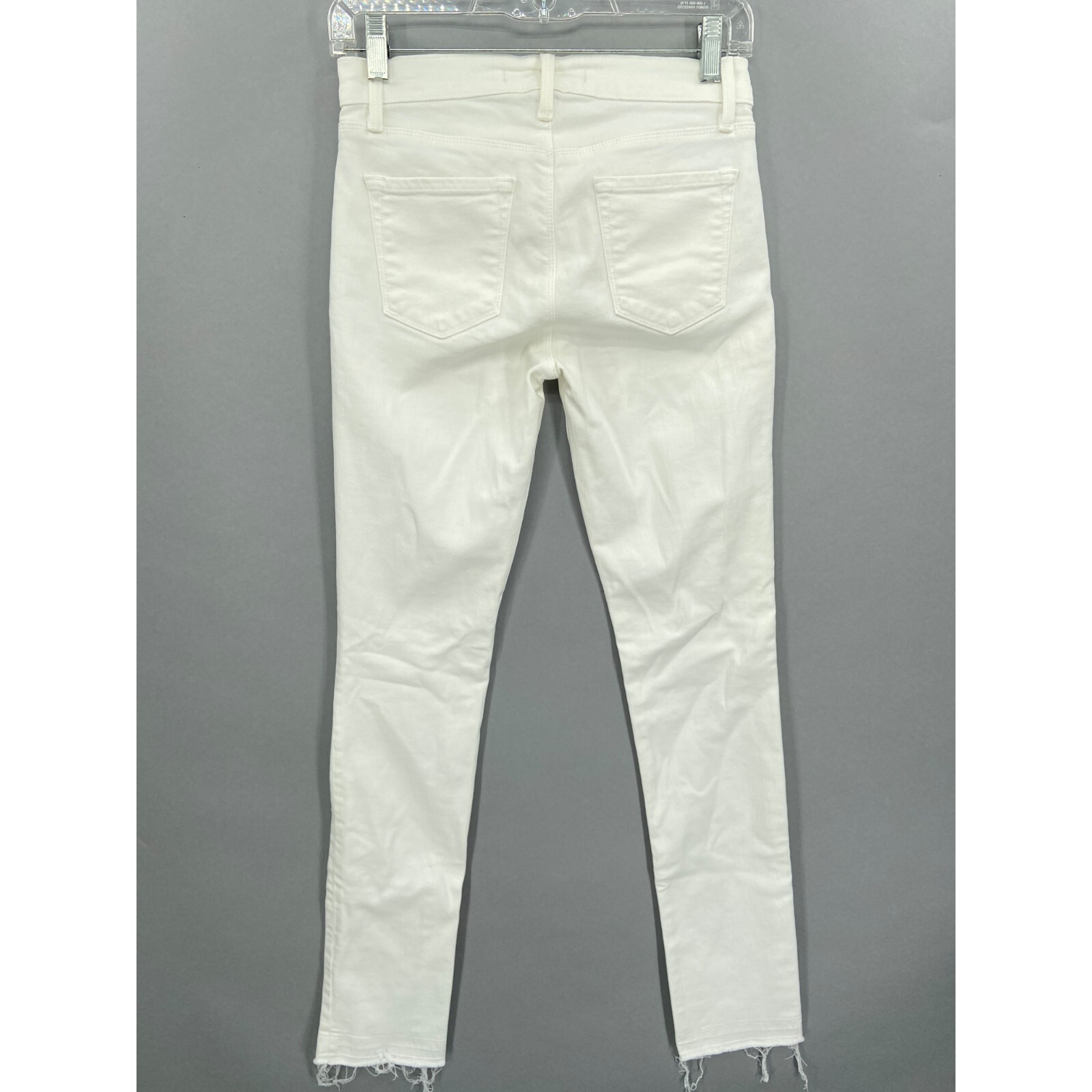 J Brand Jeans Womens 26 Straight Mid Rise Rail White Blanc Frayed Hem Stretch