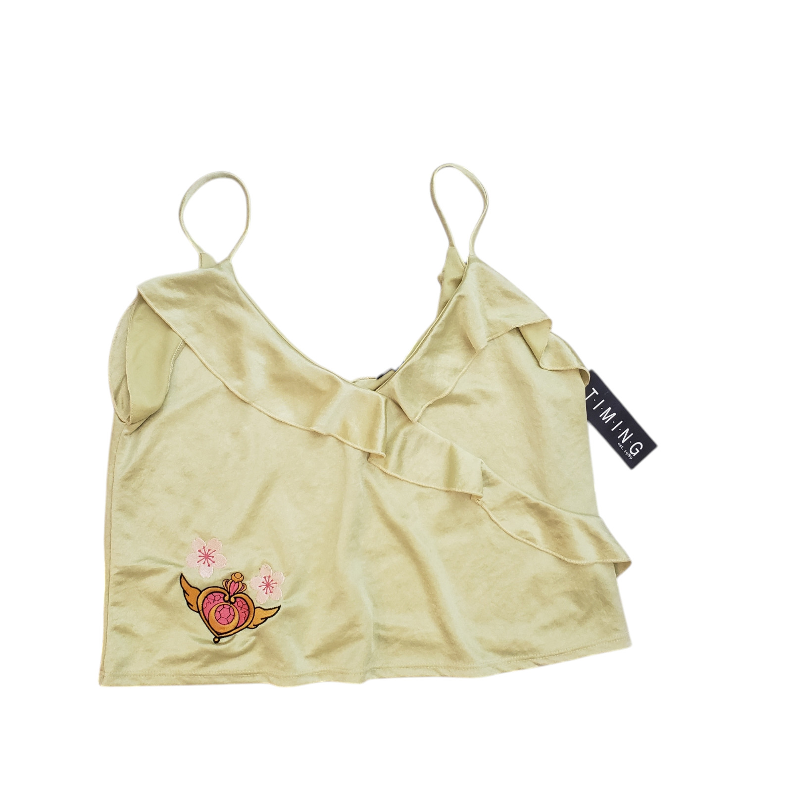 Sailor Moon Compact Cherry Blossom Ruffle Tank Top Yellow Size L