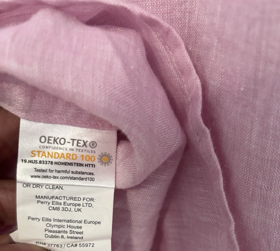Perry Ellis Linen S/Sleeve Button Down Shirt Mens Size XXL NWT Pink Lavender