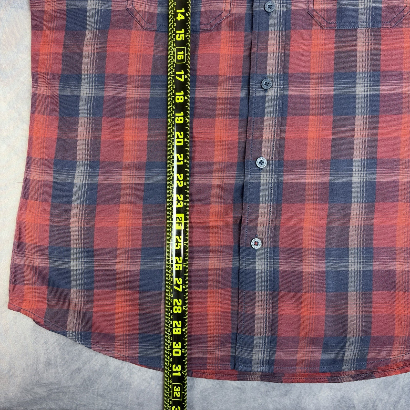 Eddie Bauer Mens Large Plaid Button Down Shirt Red Blue Long Sleeve Outdoor