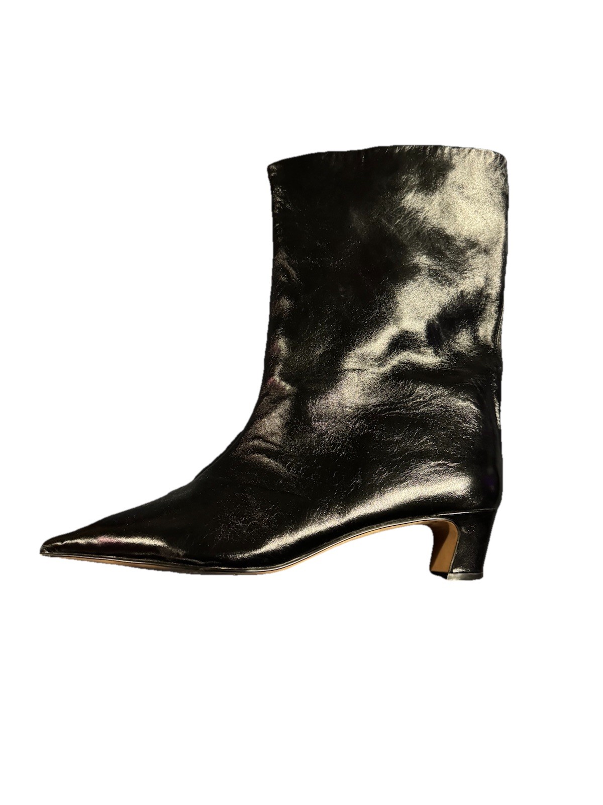 Steve Madden Black Leather Pointed Toe Ankle Boots Womens 11M Textile Lined
