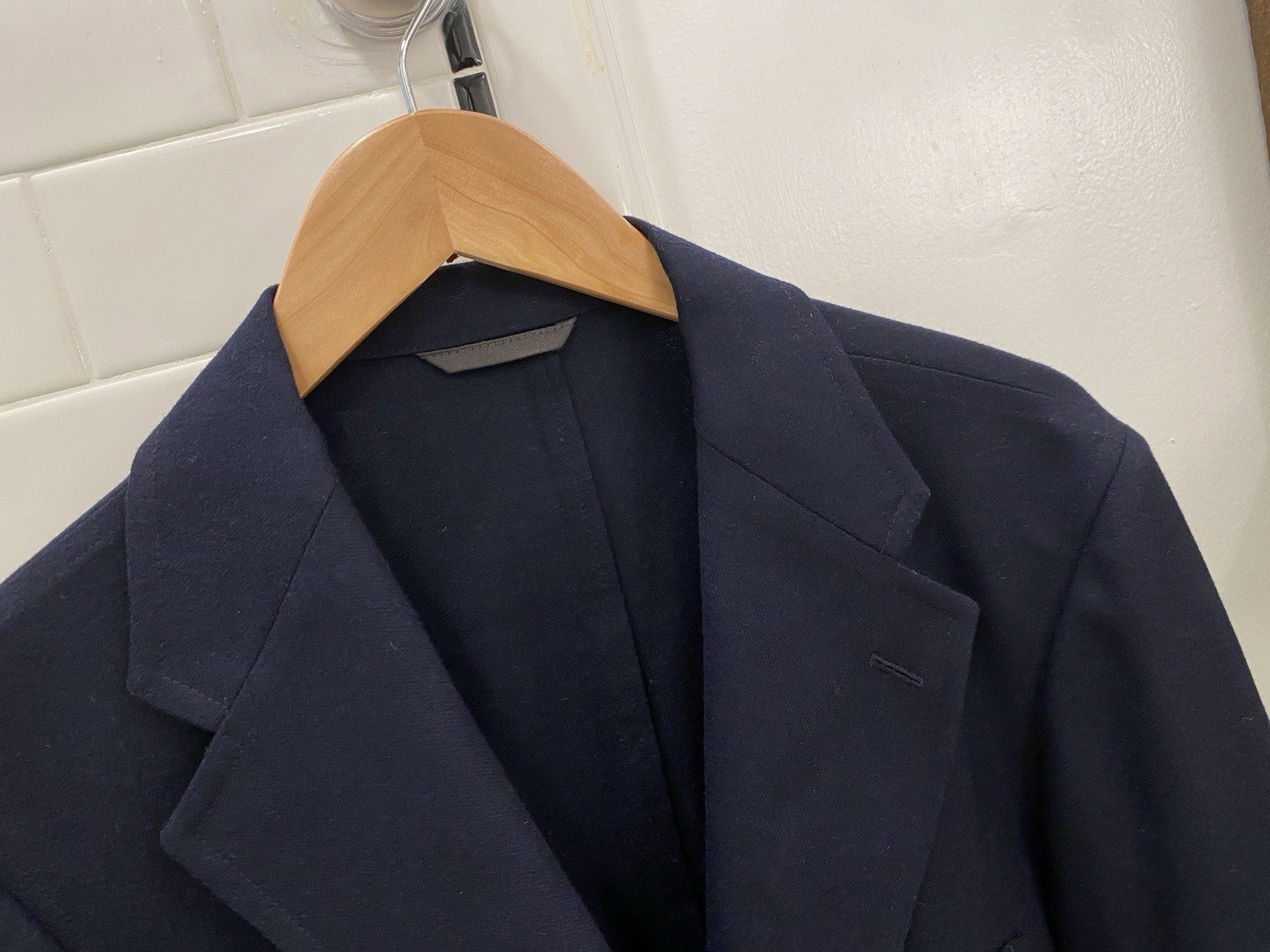 BUCK MASON navy FW25 WOOL 3/2 ROLL UNSTRUCTURED PATCH POCKET BLAZER 40 Jacket