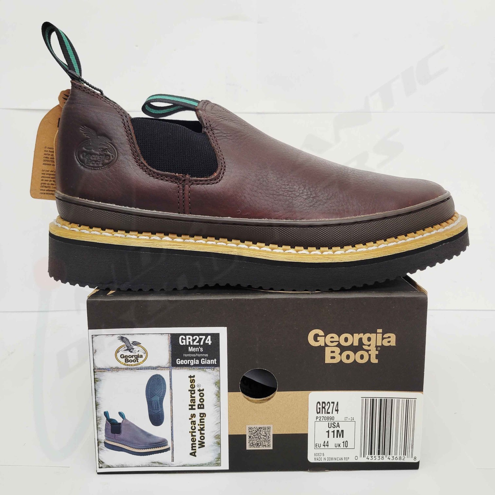 Georgia Boot Men’s GR274 Georgia Giant Slip On Brown Leather Work Shoe 11 M