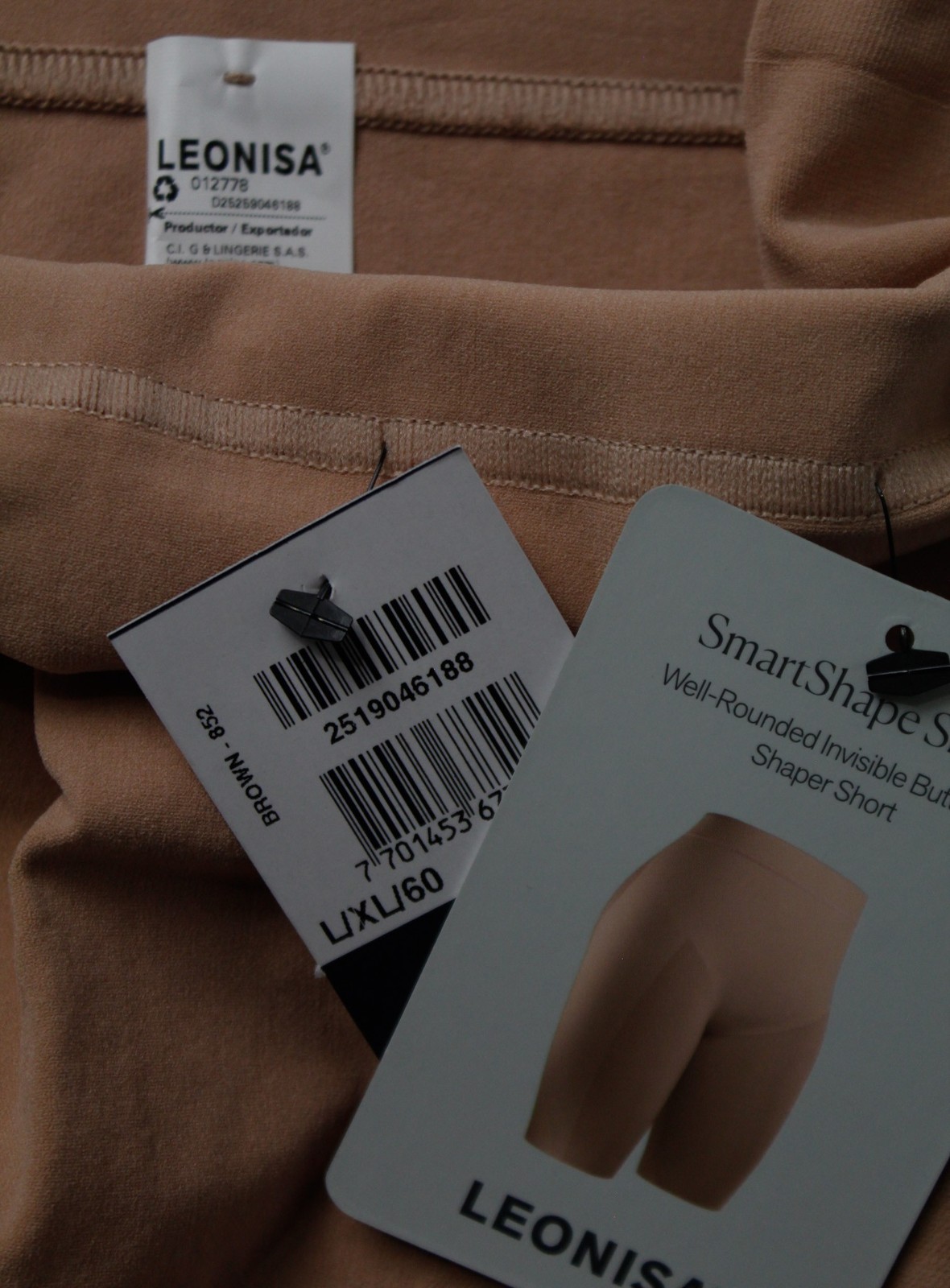 Leonisa Women’s Invisible Butt Lifter Shaper Short ZG3 Brown Size L/XL NWT