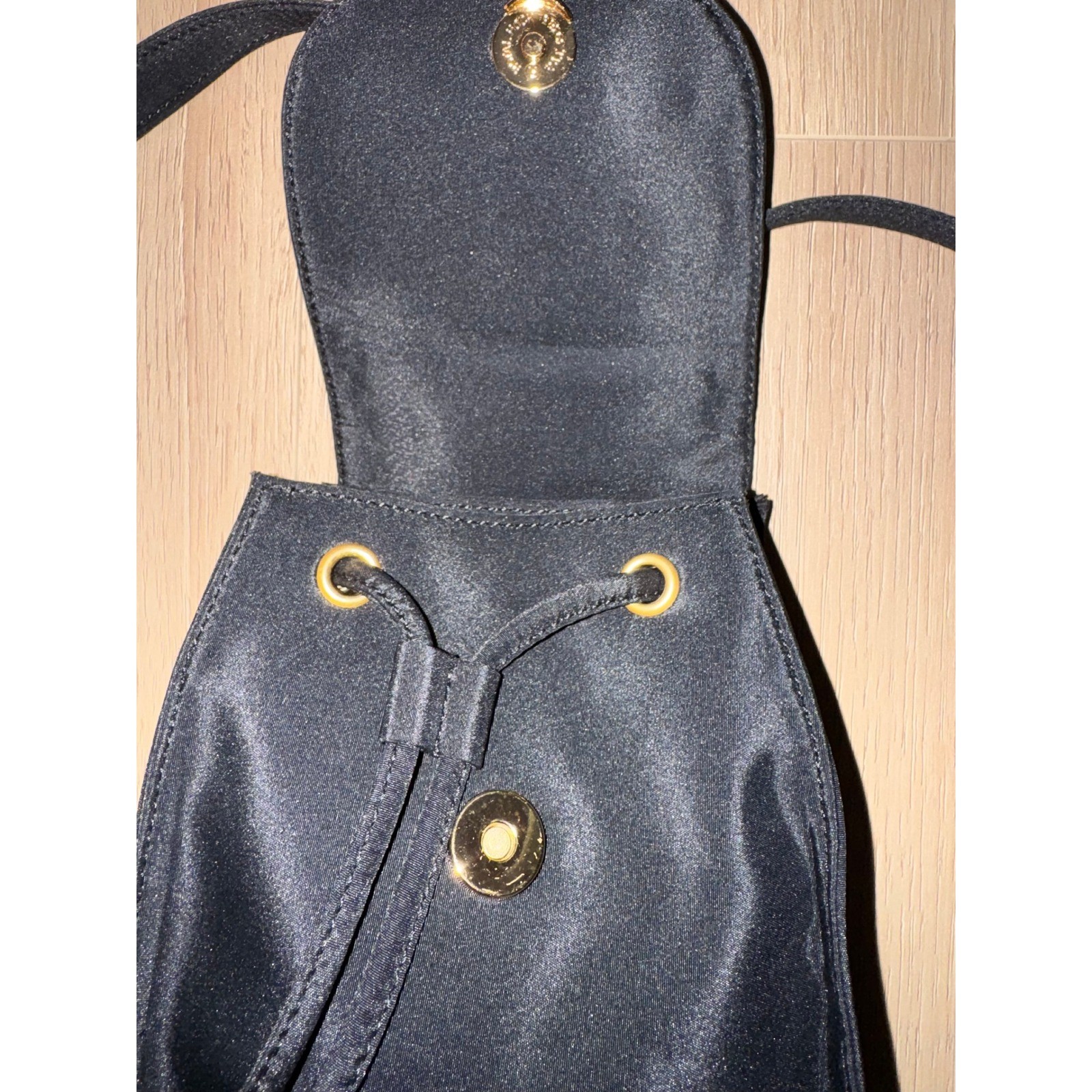 Donna Karan DK Vintage 90s Y2K Black Nylon Mini Backpack Small Drawstring Bag