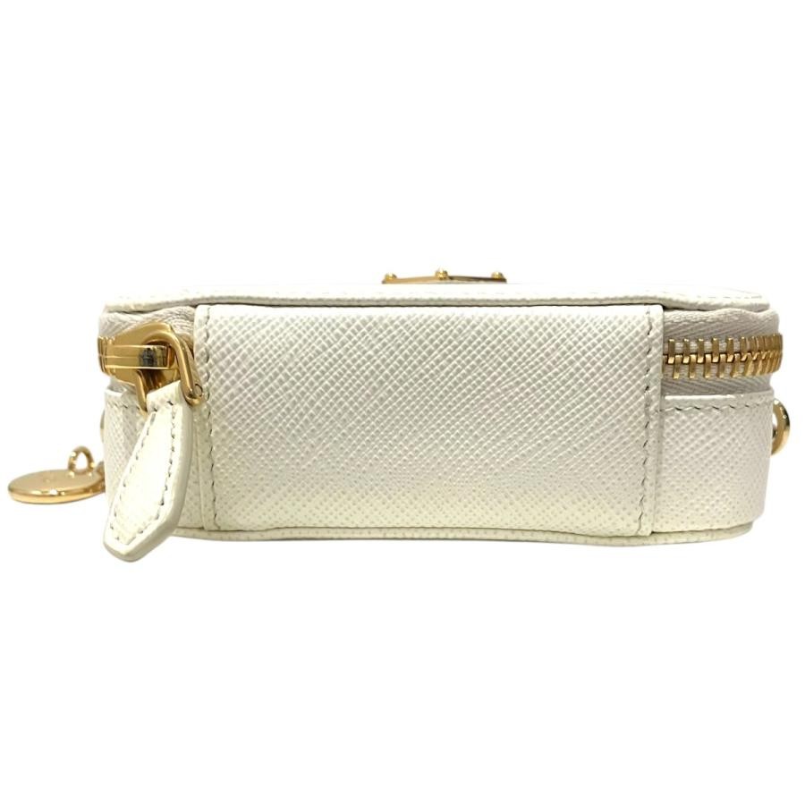 PRADA Bag: Saffiano Triangle 2WAY Shoulder Bag 1NR025 White W11H6D4cm;