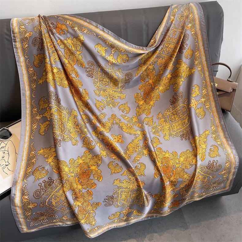 Elegant Silk Scarf (43x43in) Lightweight Versatile Large Size Scarves Wraps