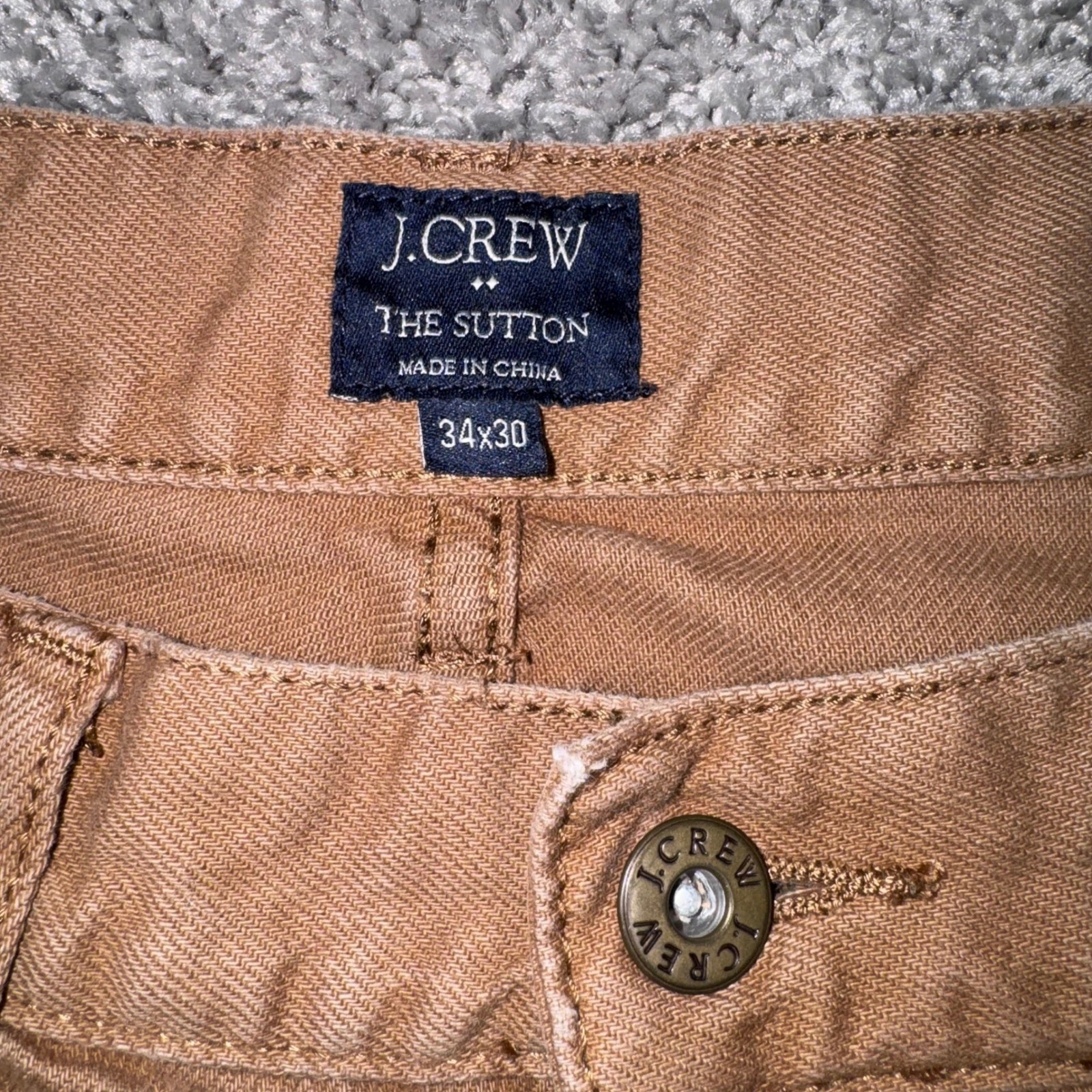 J.Crew The Sutton 5-Pocket Pants Mens Straight Leg Brown 34×30 EXCELLENT