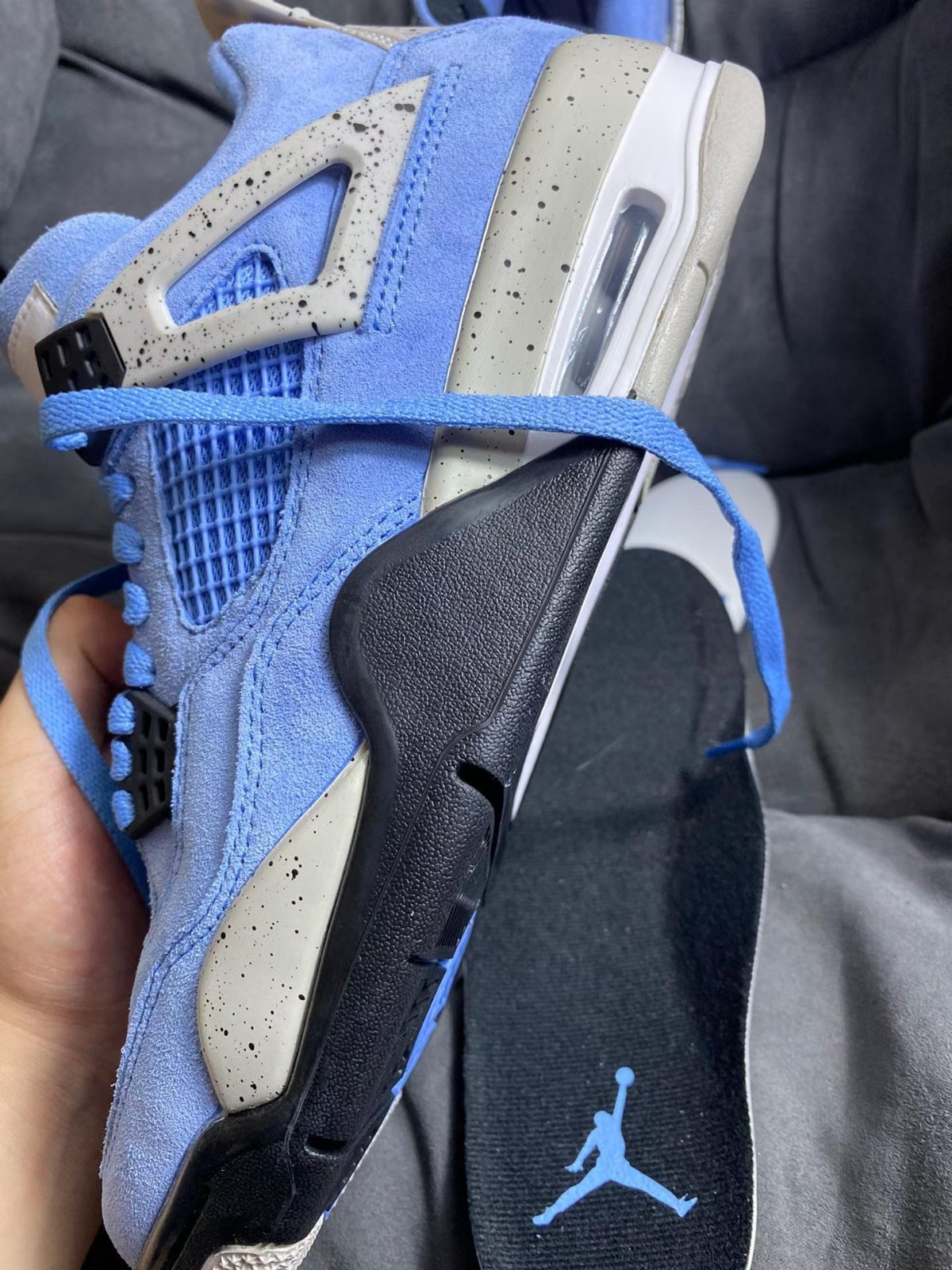 Nike Air Jordan 4 University Blue UNC Suede Sneakers Mens Shoes