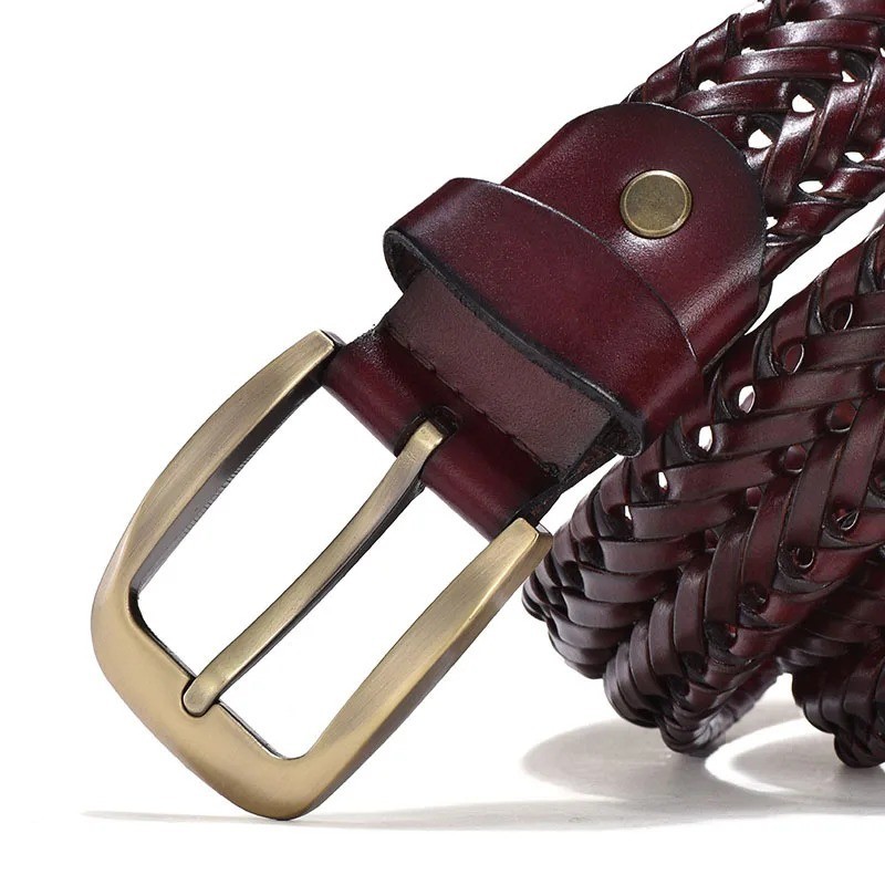 Genuine Leather Men Casual Belt Braided, All Sizes