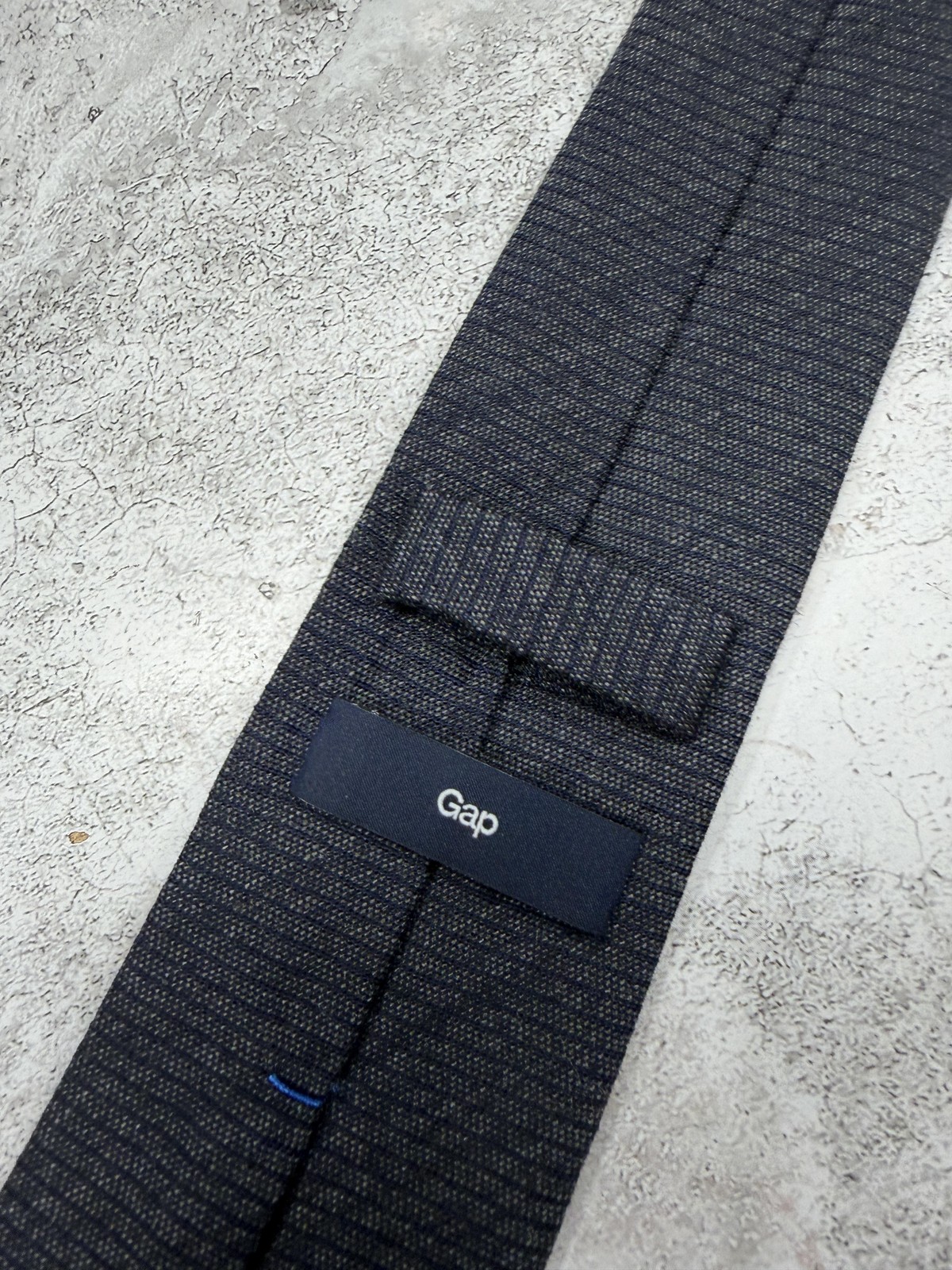 Gap Tie Mens One Size Blue Herringbone Wool Silk Slim Skinny Classic Dress Work