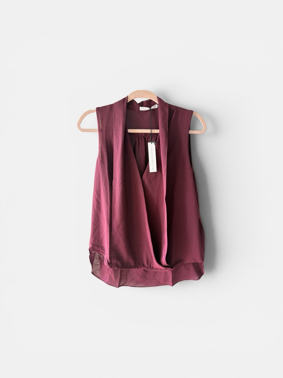 Three Eighty Two Burgundy Drape Neck Sleeveless Blouse