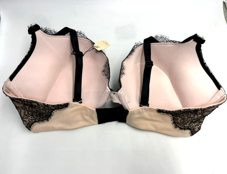 NWT Victoria’s Secret 38D Bombshell Plunge Bra Add 2 Cup Sizes Pink Black Lace