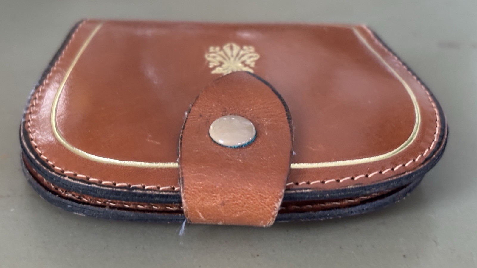 Vintage Florentine Leather Hand Tooled Tacco Coin And Jewelry Holder Pouch Brown