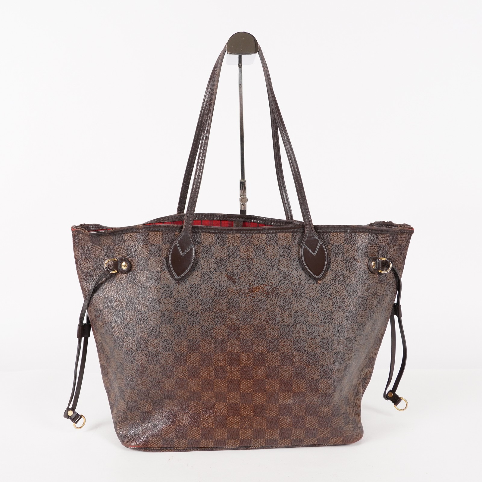 Louis Vuitton Neverfull MM Damier Ebene Red Interior Tote 05E053410016