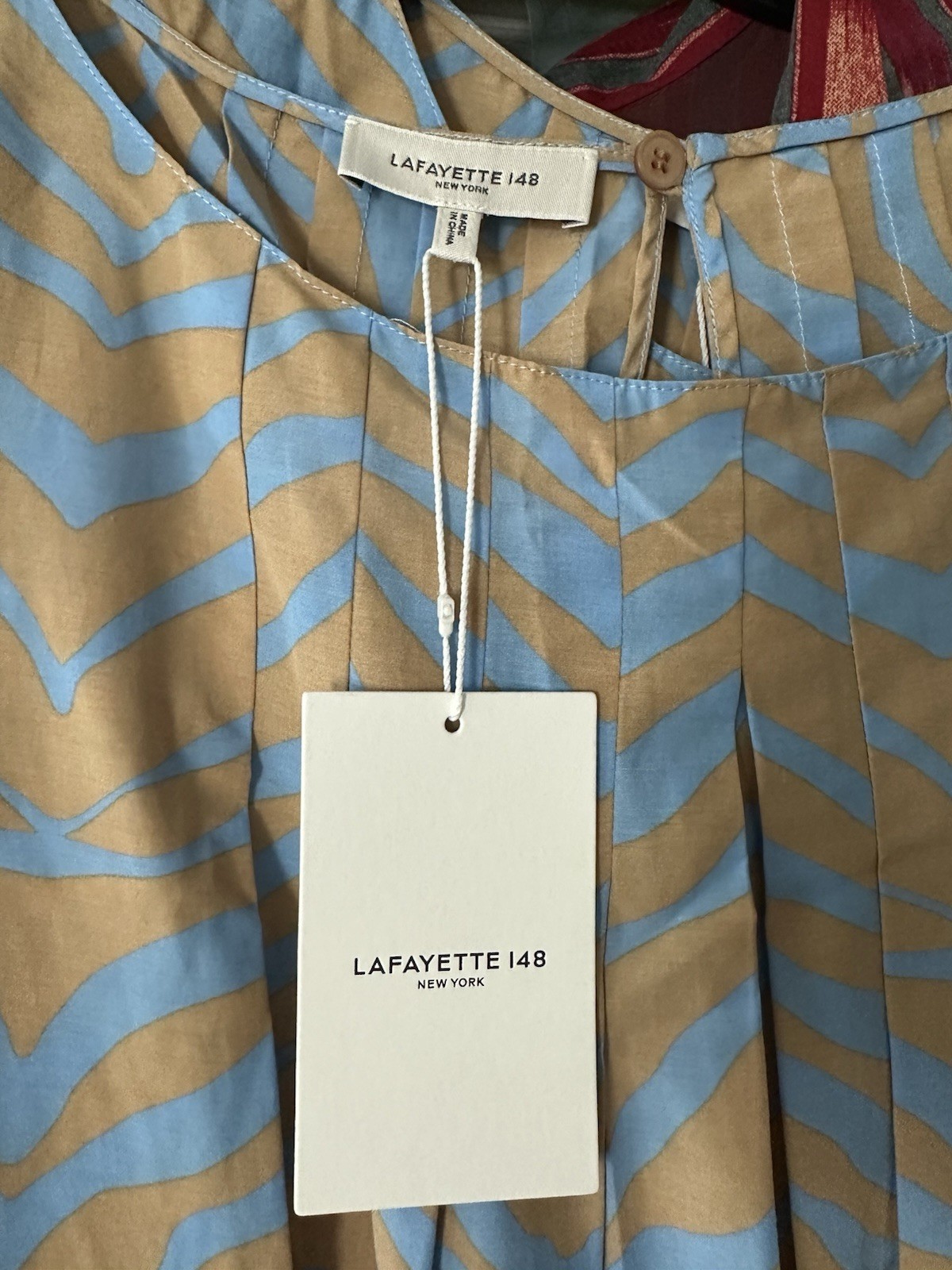 NEW X-Large Lafayette 148 New York Silk Cotton Halle Fresh Blue Tank Maxi Dress