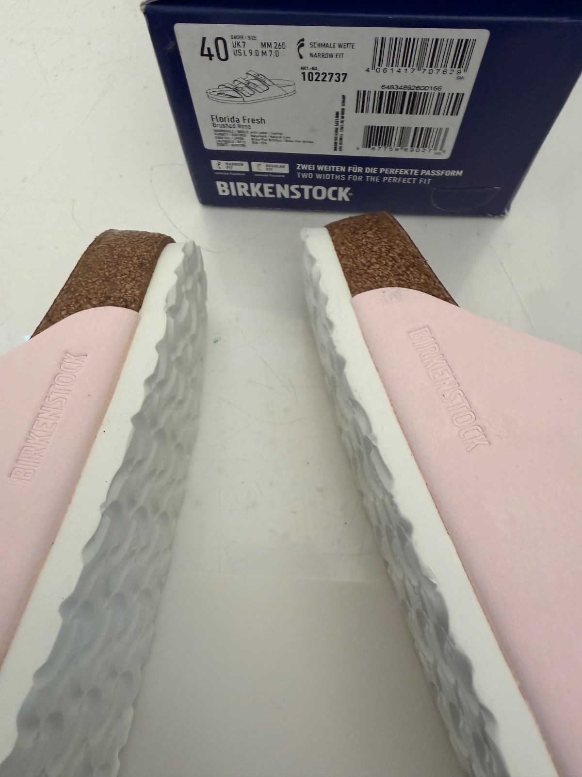 NEW BIRKENSTOCK FLORIDA FRESH BRUSHED ROSE SANDALS SIZE 40 U.S. 9