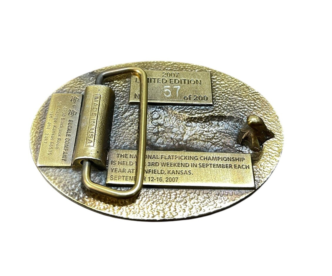 Walnut Valley Festival Winfield Kansas 2007 Brass Belt Buckle Limited Edition