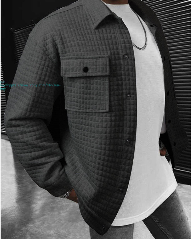 Men’s Button Down Jacket Causal Long Sleeve LightWeight Coats with Flap Pockets