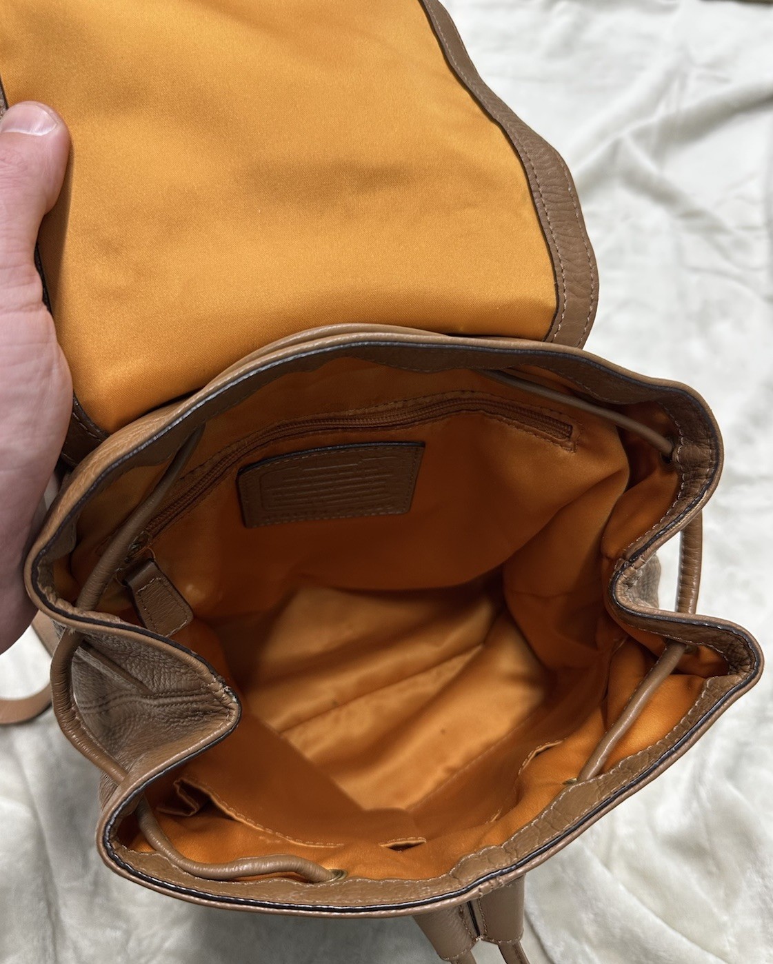 Vtg Coach Brown Pebbled Leather Medium Drawstring Backpack Shoulder Bag F24385