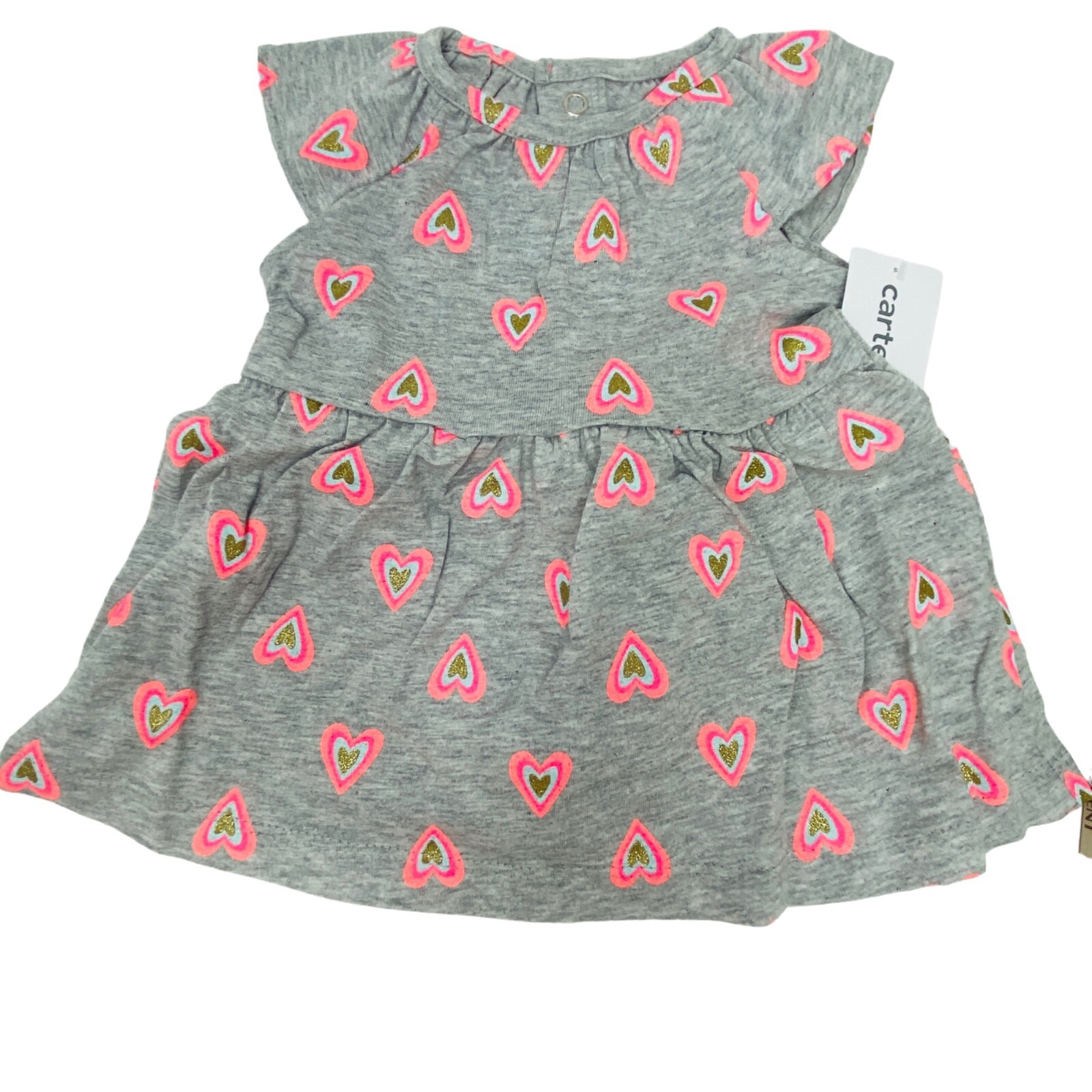 Carters Baby Girls Gray Jersey Heart-Print Cotton Dress