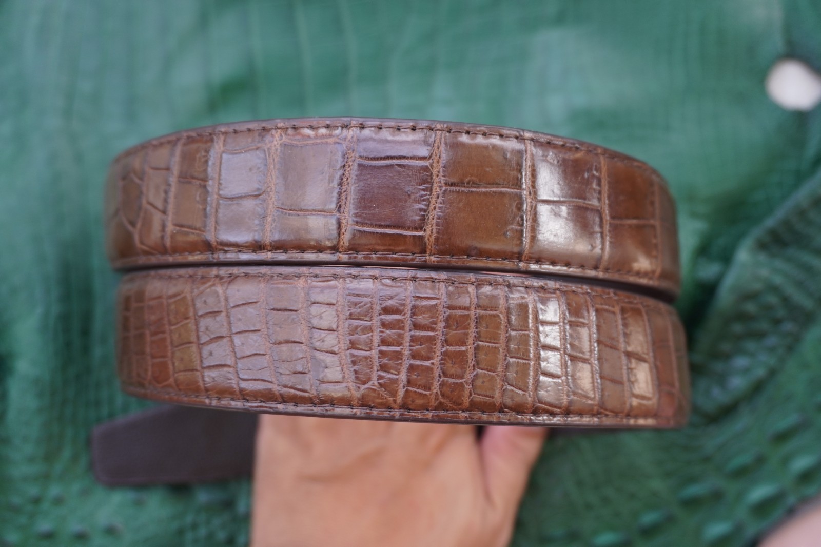 Brown Genuine CROCODILE Belly LEATHER Skin Men’s Belt W 1.3 inch #Y25