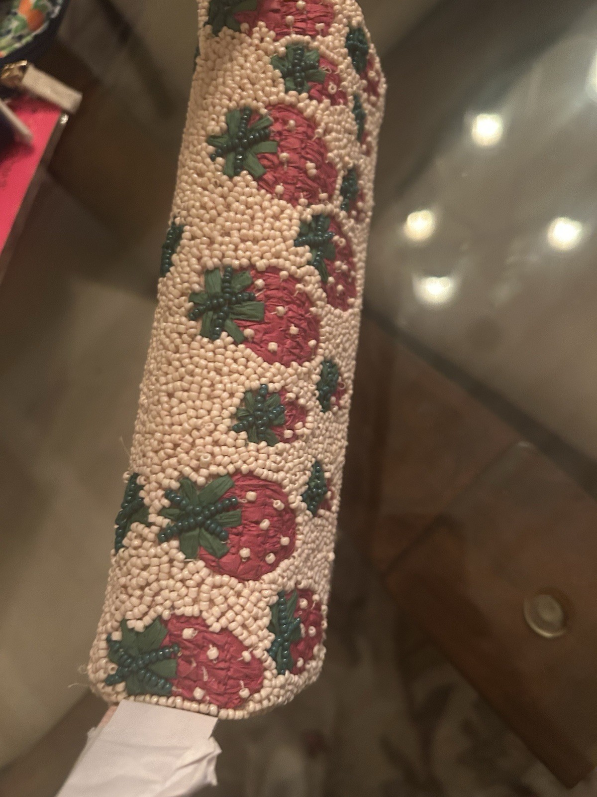 NEW Anthropologie Fiona Strawberry Field Beaded Bag Food Drink Edition