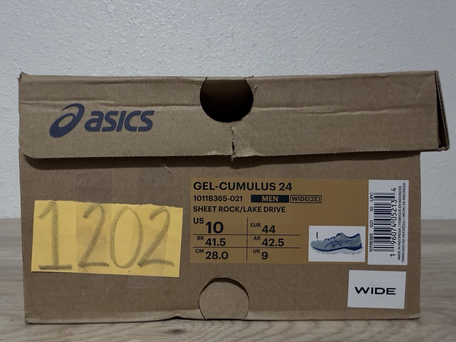 Asics GEL-Cumulus 24 1011B365-021 Mens Sheet Rock/Lake Drive Sz 10 Wide 2E NIB