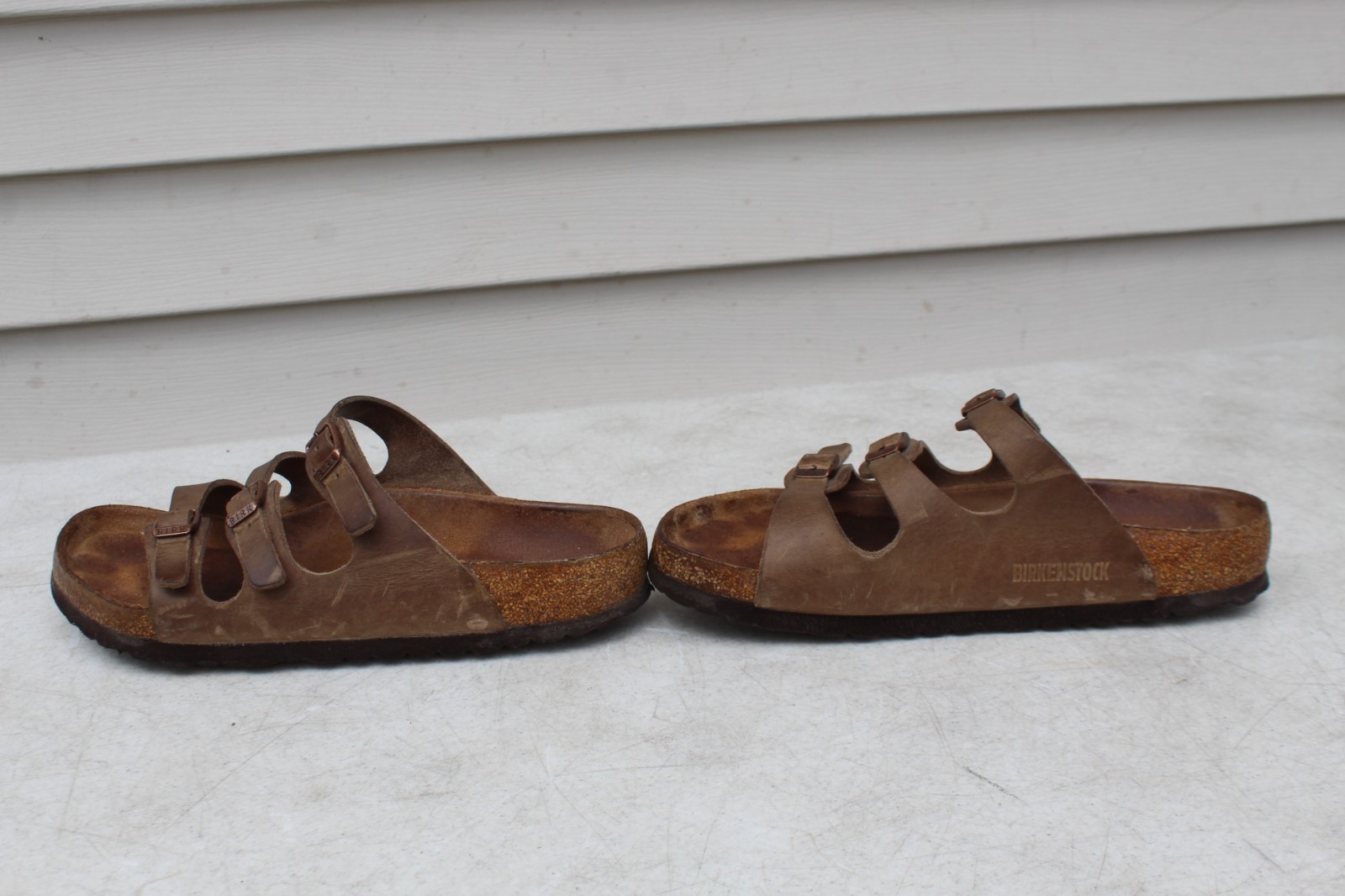 Birkenstock Florida 39 Soft Footbed Ladies 8 Mocha Brown Leather 3-Strap Germany