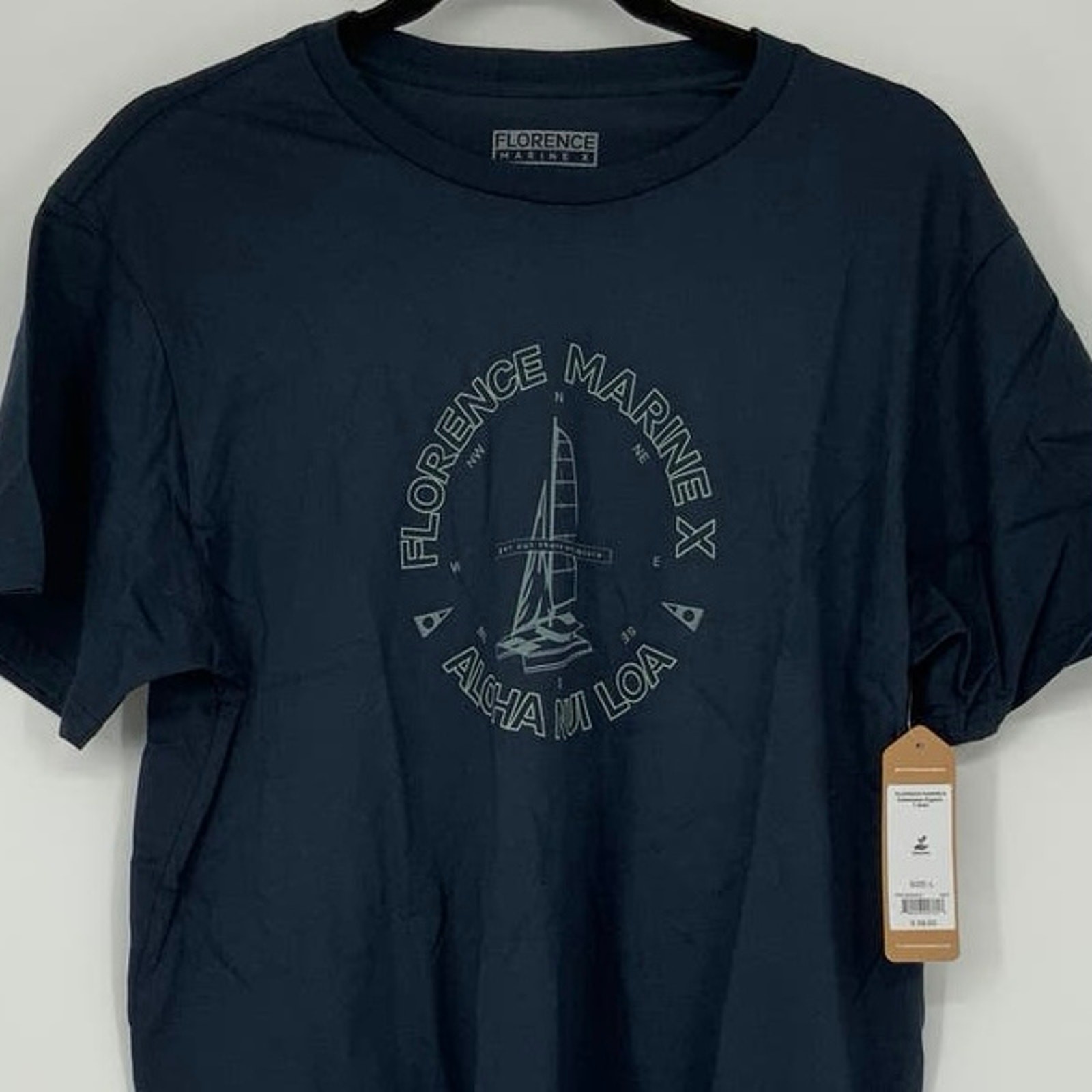 NEW! Florence Marine X Men’s Large Catamaran Organic Navy T-Shirt $38 msrp M5-2