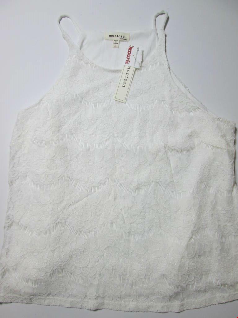 NWT T.J. Maxx Womens Size L Tank Top White Lace Floral Normal Strap Basic