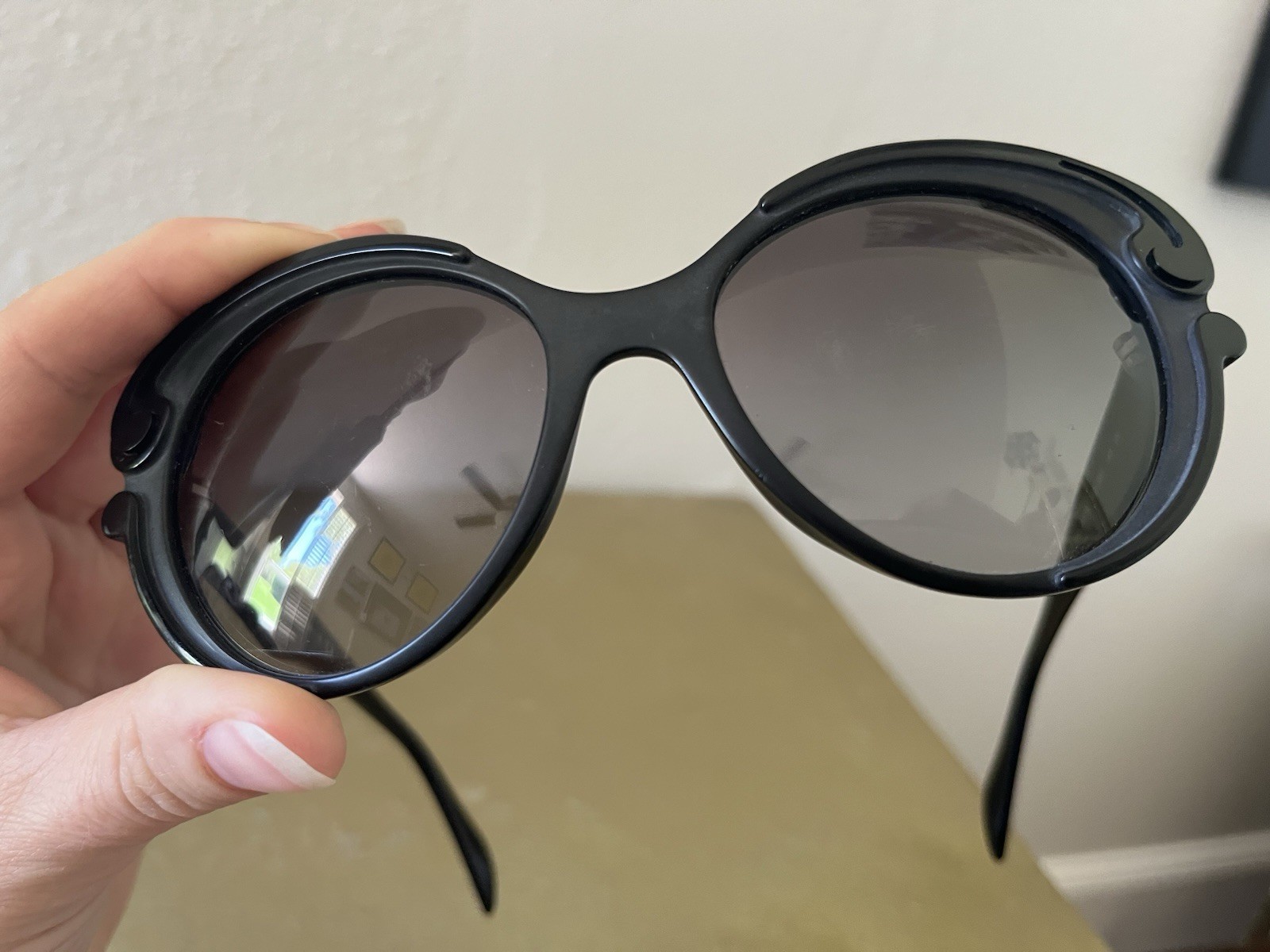 Prada Baroque Cat Eye Sunglasses Black SPR 28N 56-19-140