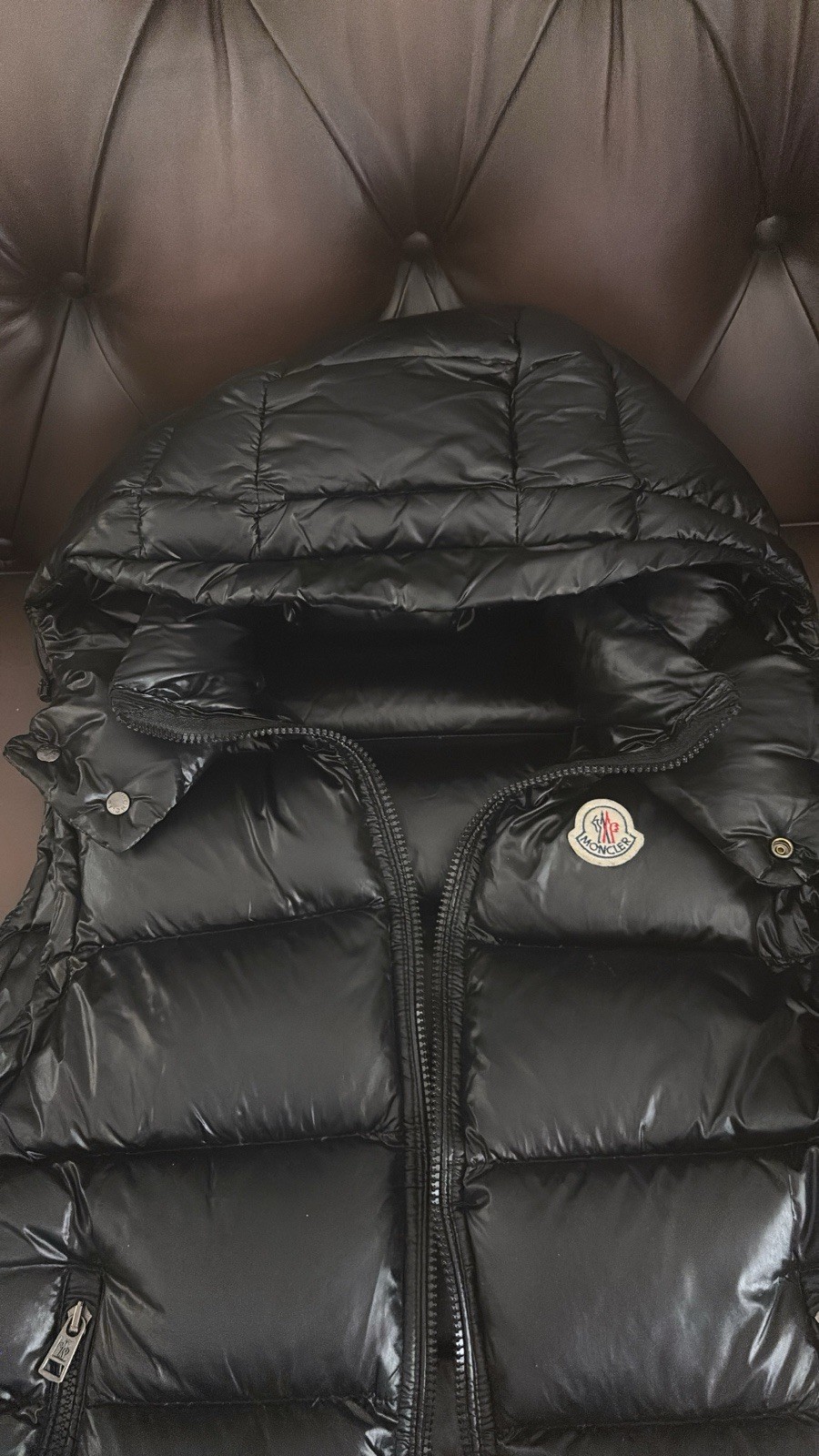 Moncler Men’s Black Hooded Down Puffer Vest Full Zip Pockets