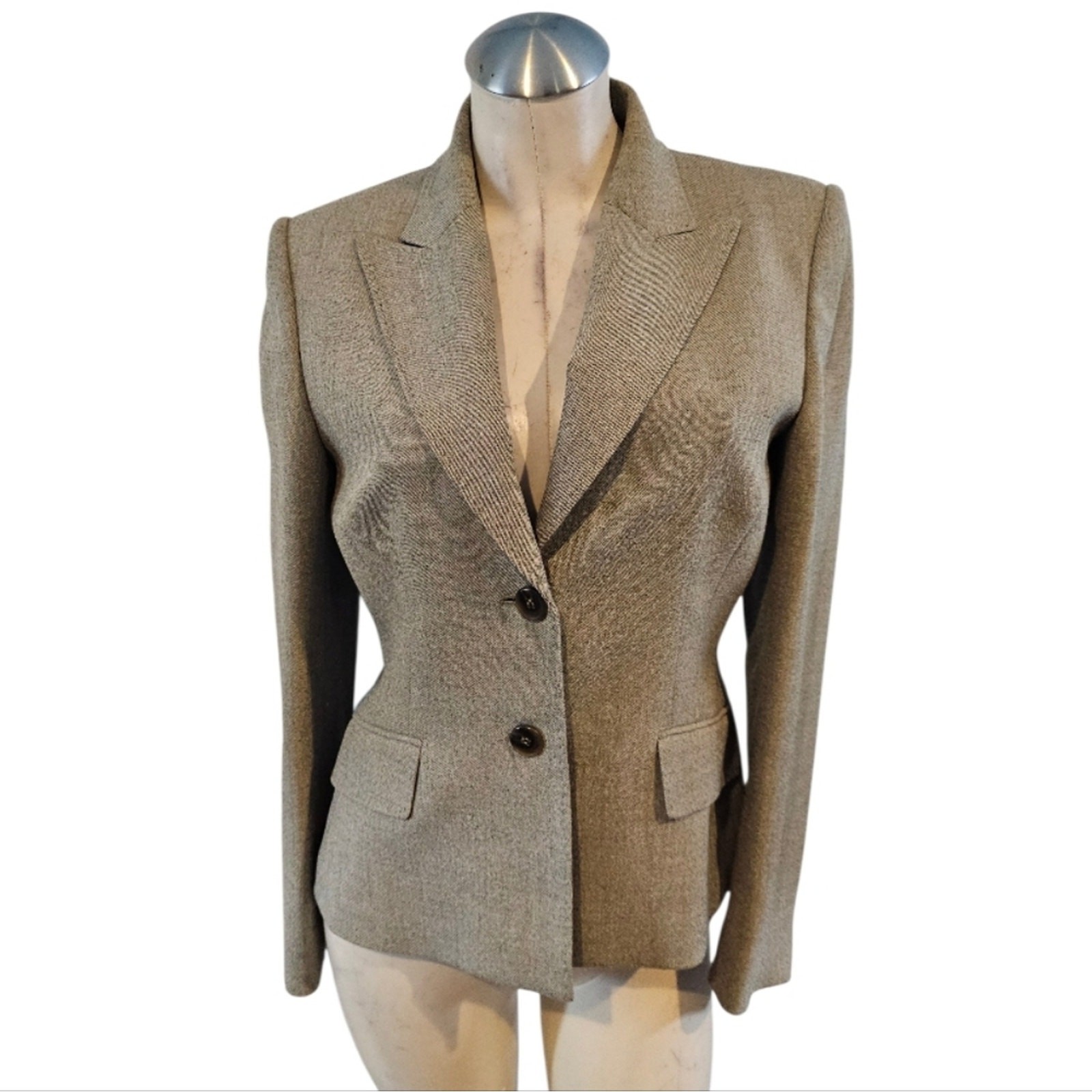 Anne Klein Size 6 Taupe Skirt Blazer Suit 2 Piece Lined Careee Professional