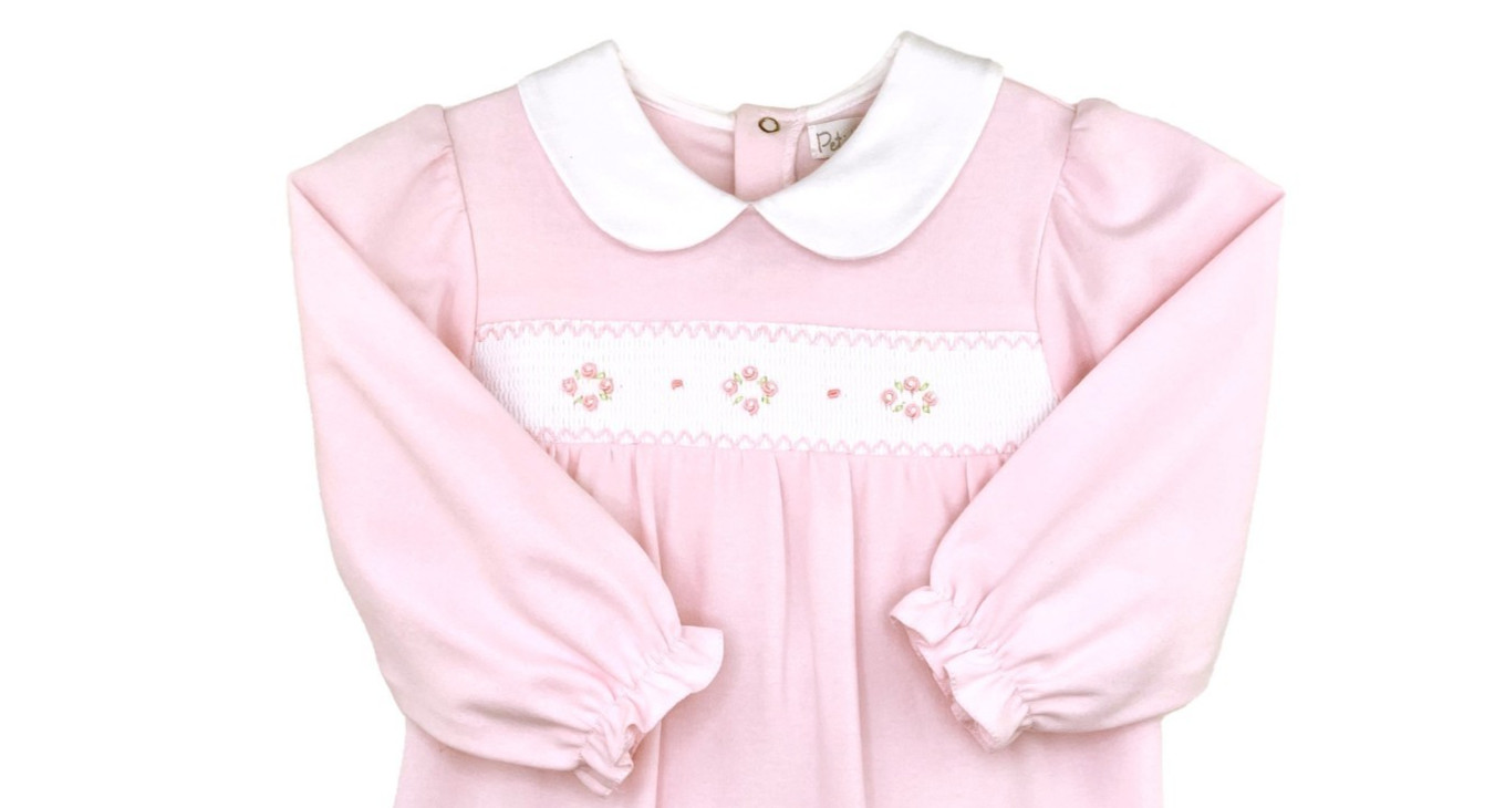 NWT Petit Ami Pink Smocked KNIT Romper Baby Girls 6 Months 6M Longall 100 Cotton