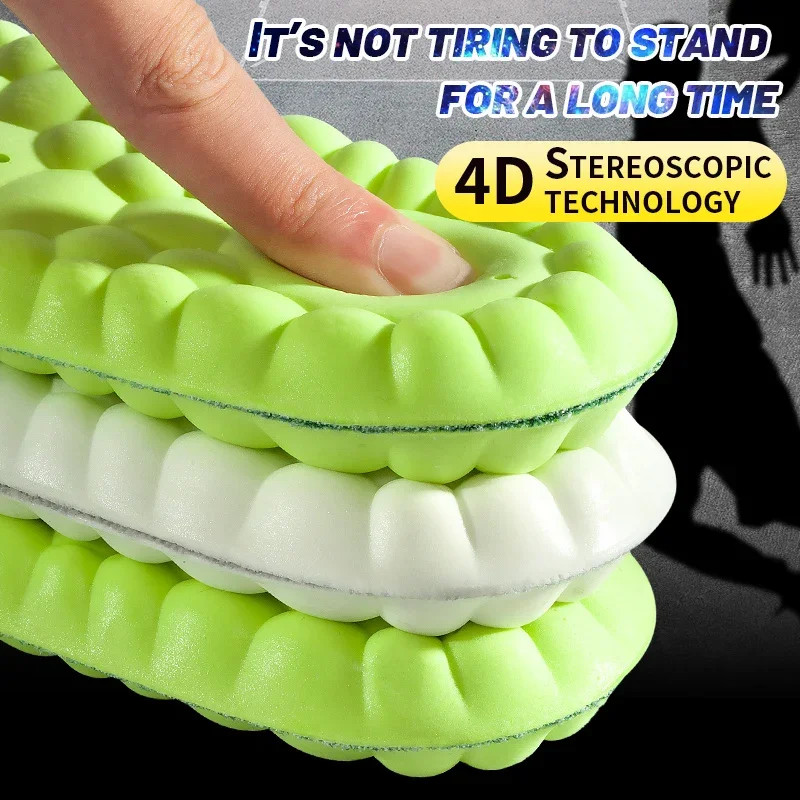 4D Orthopedic Sport Insoles Super Soft Breathable High-elasticity Shock Absorpti