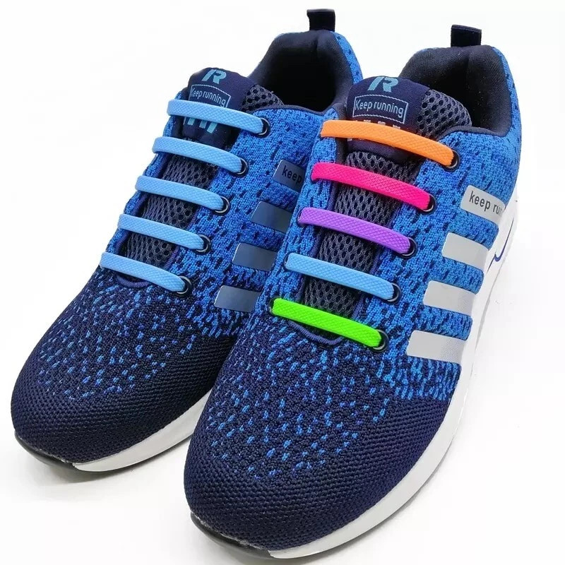 16Pcs Easy No Tie Shoelaces Elastic Flat Lazy Silicone Shoe Lace Adult
