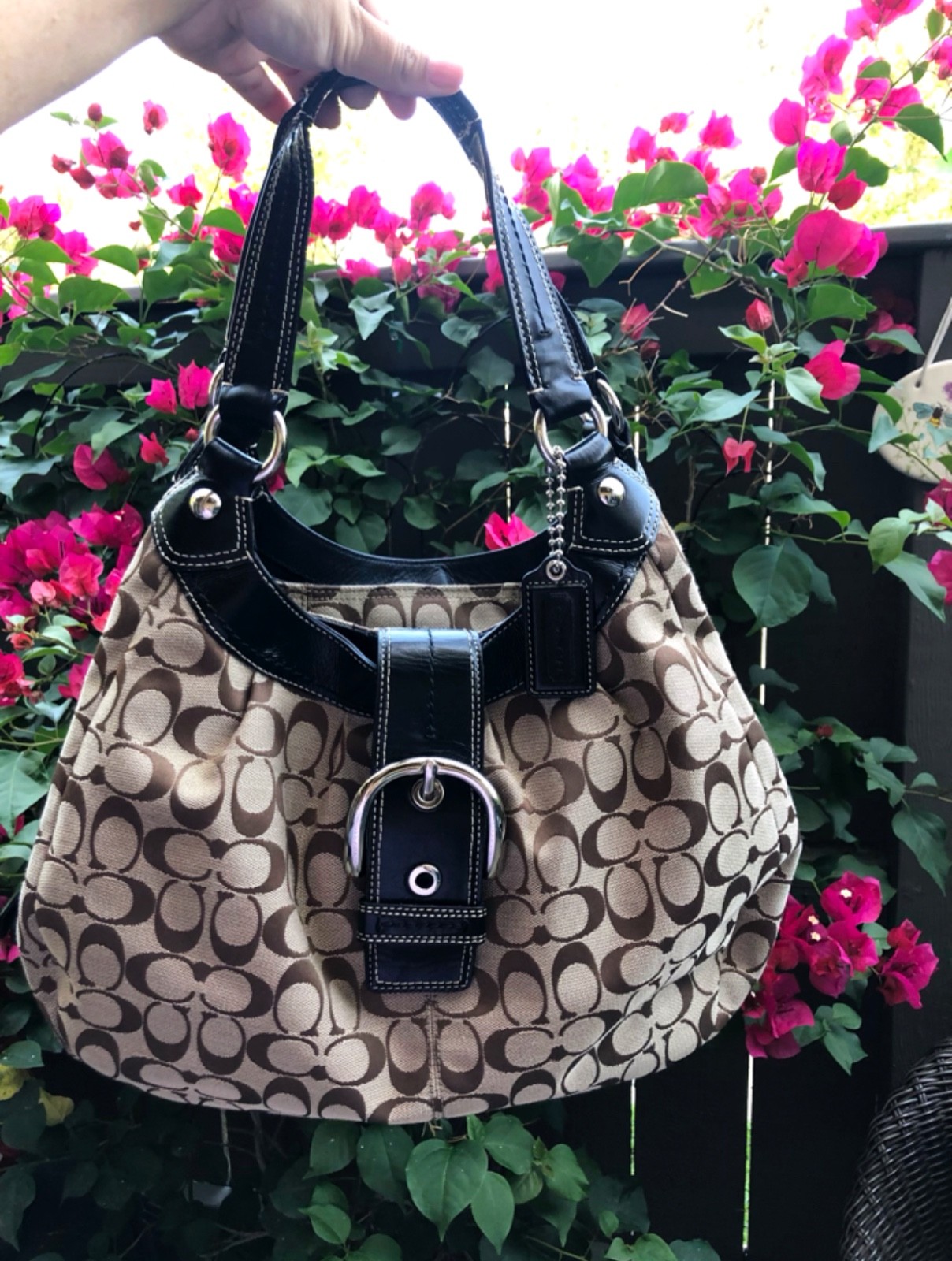 Coach Soho Lynn Large Hobo Shoulder Y2K Bag Brown Canvas F15083
