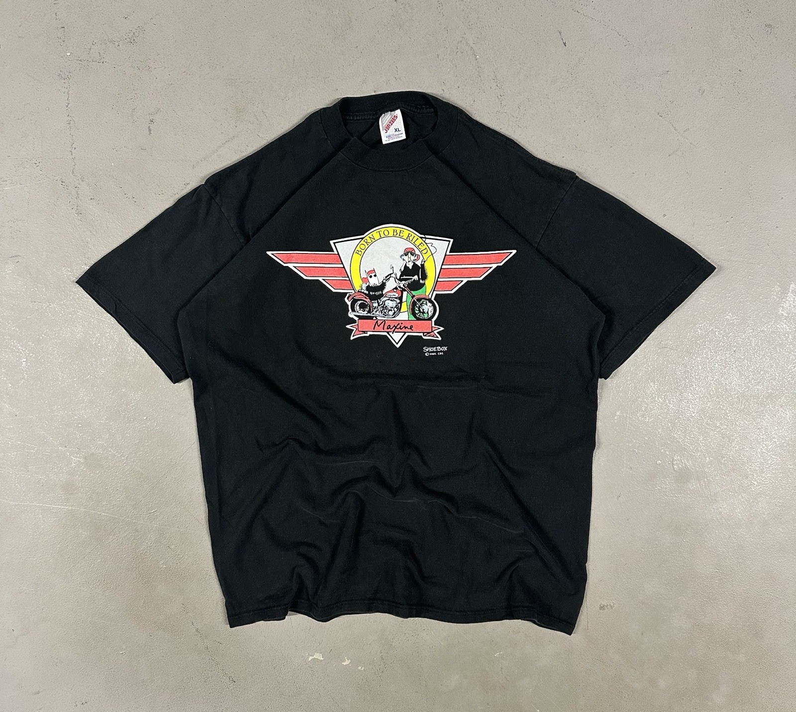 Vintage 90s Maxine Comics Cartoon Biker Motorcycle Grunge Retro Tee T-Shirt XL