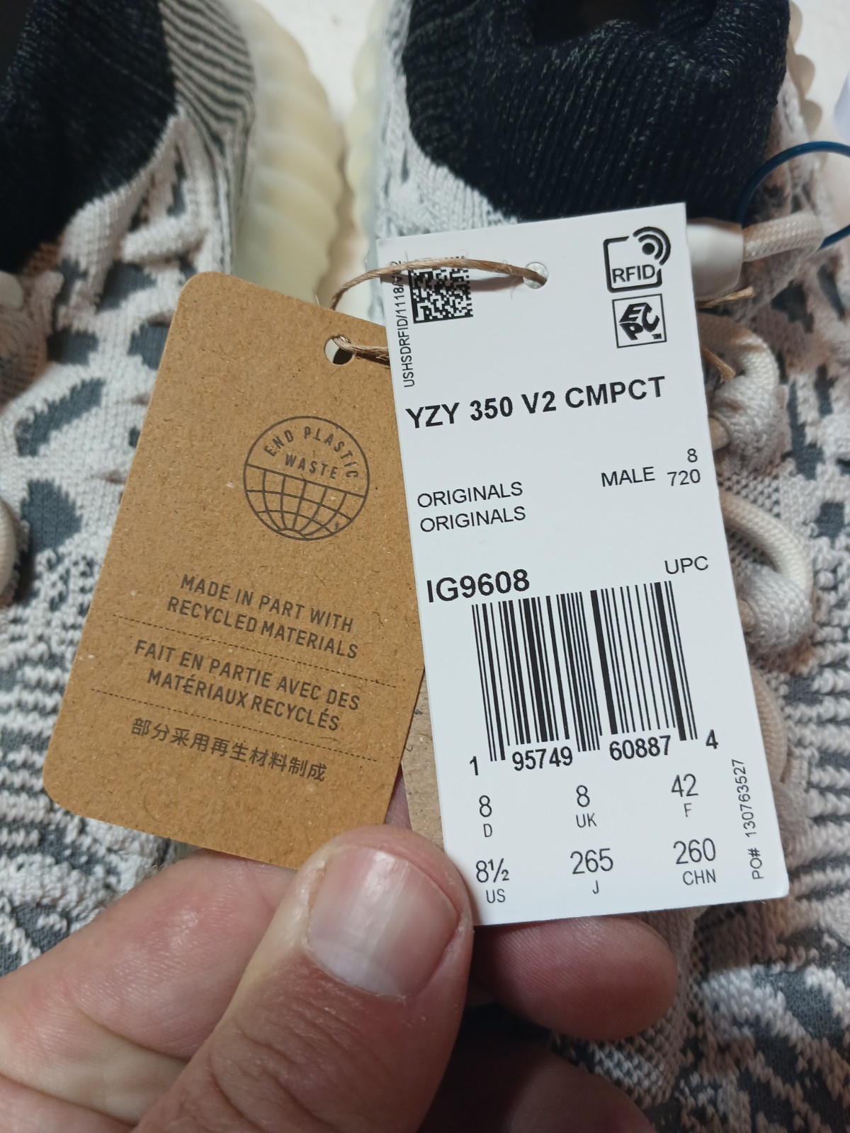 Size 8.5 – Adidas Yeezy Boost 350 V2 CMPCT Low Slate Panda IG9608