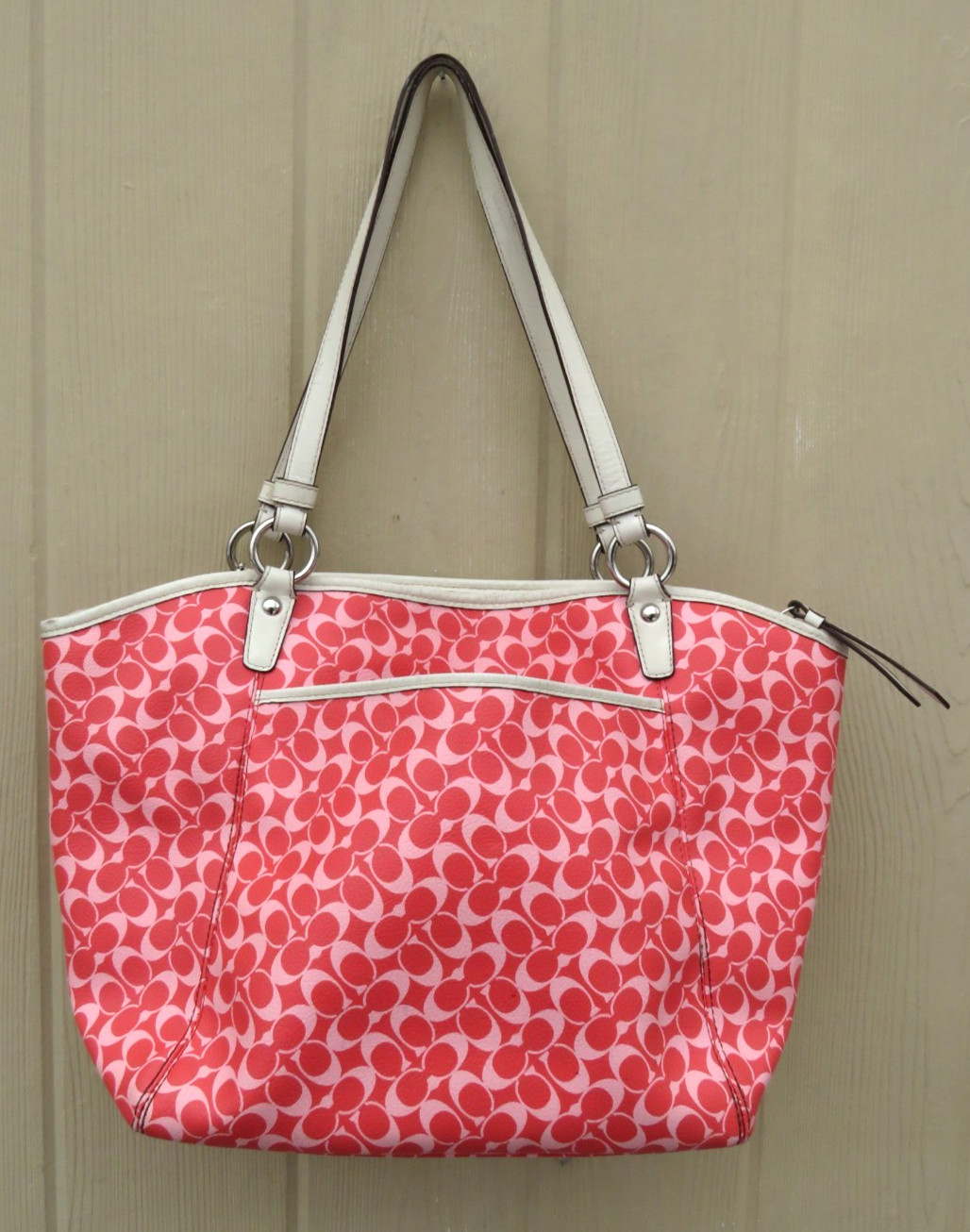 Coach Chelsea Leah Medium Shoulder Tote Bag in Papaya features a signature C