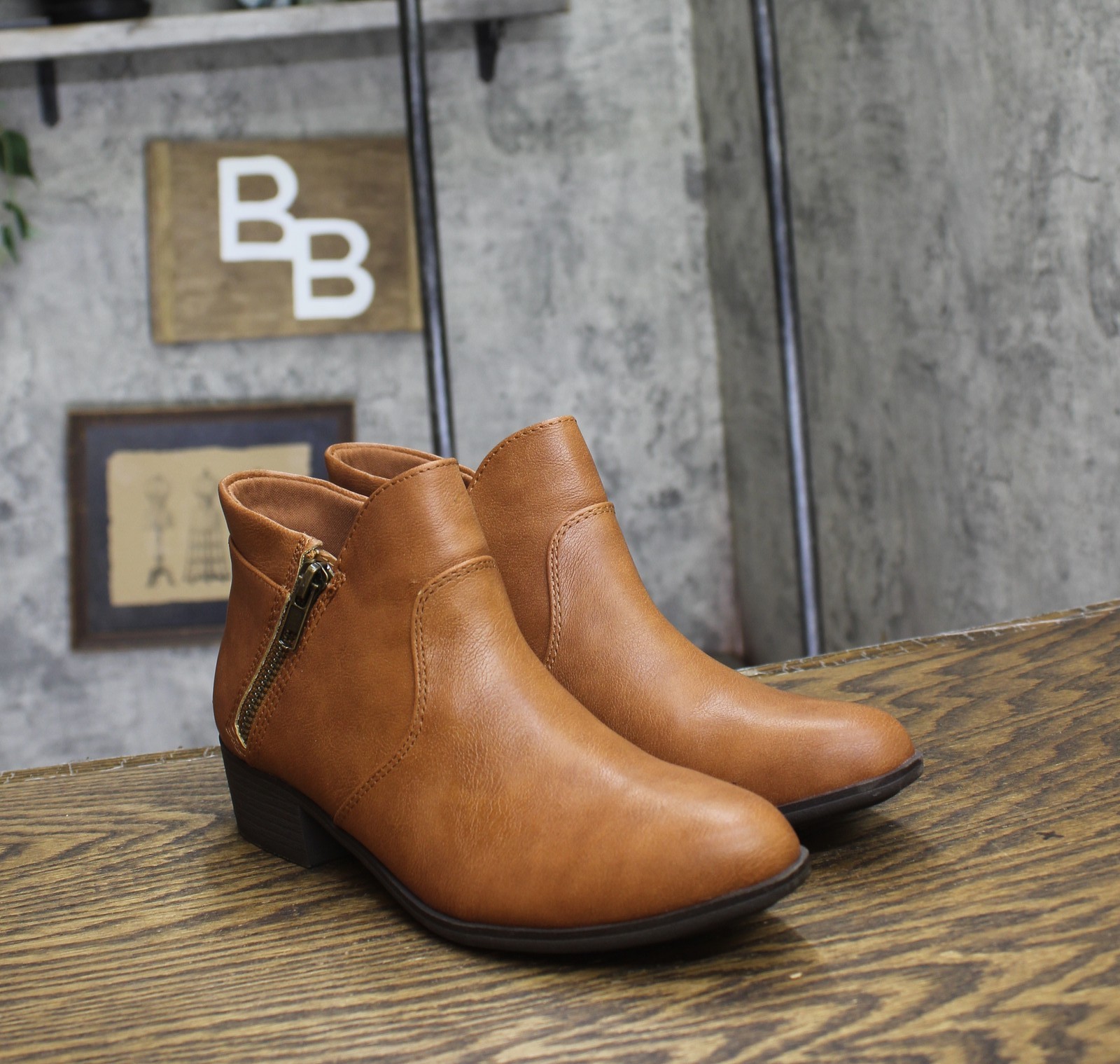 sun + Stone Womens Adelinee Double Zip Ankle Booties Brandy Brown 6.5M
