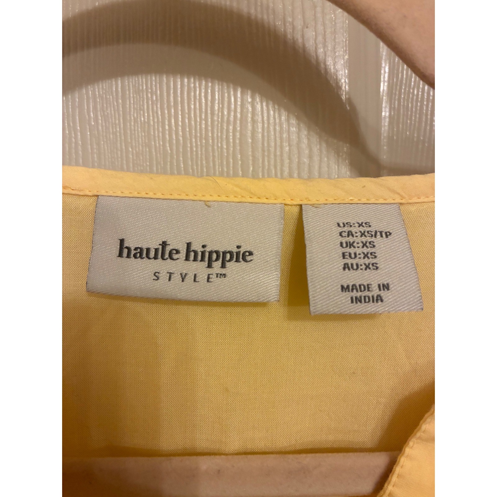 Haute Hippie Style Yellow Tiered Maxi Dress Eyelet Lace Smocked Waist XS