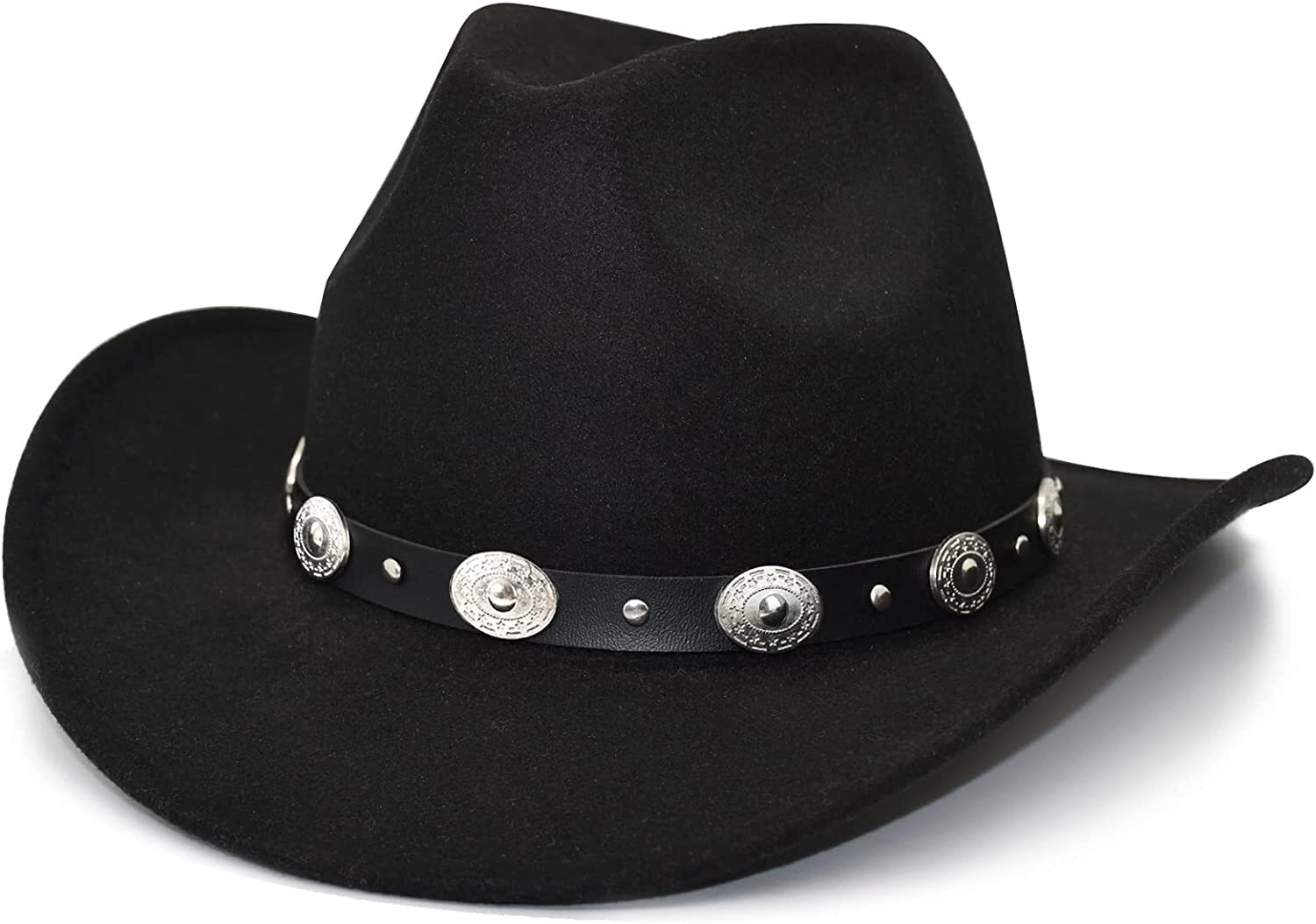 Western Cowboy, Cowgirl Hat, Silver Strap, Men Women Retro Wide Brim, Adjustable