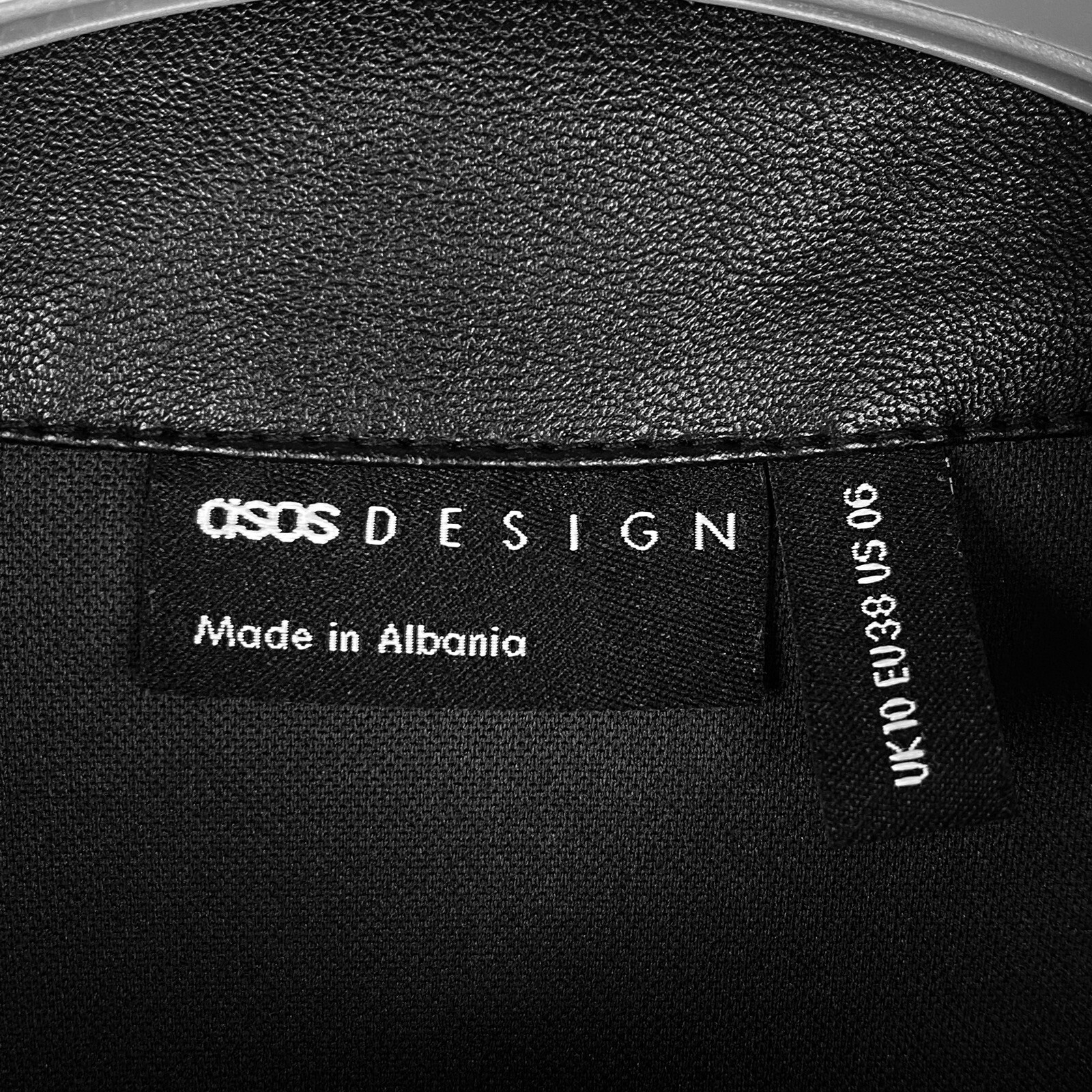 Asos Faux Leather Overshirt Shacket Size UK 10 Oversized Women’s Black