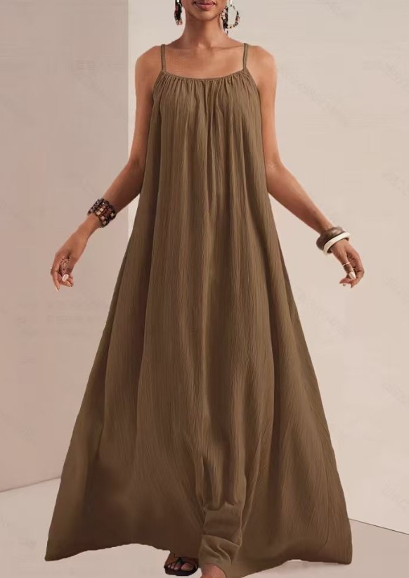 Summer Casual Wide Swing Hem Sleeveless Long Dress Relaxed Fit Floor Length Vaca
