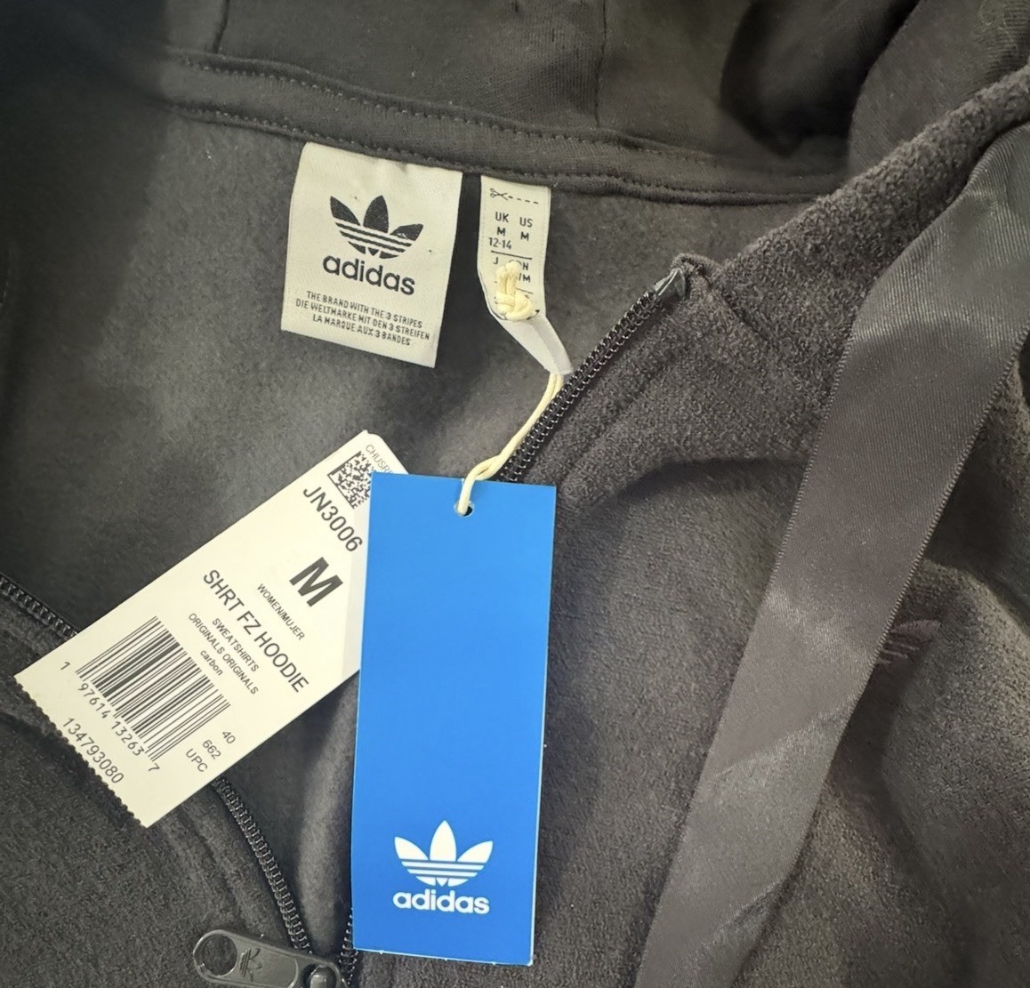 NWT adidas Women’s 2-Piece Grey Short Full-Zip Hoodie & Jogger Pants Set M