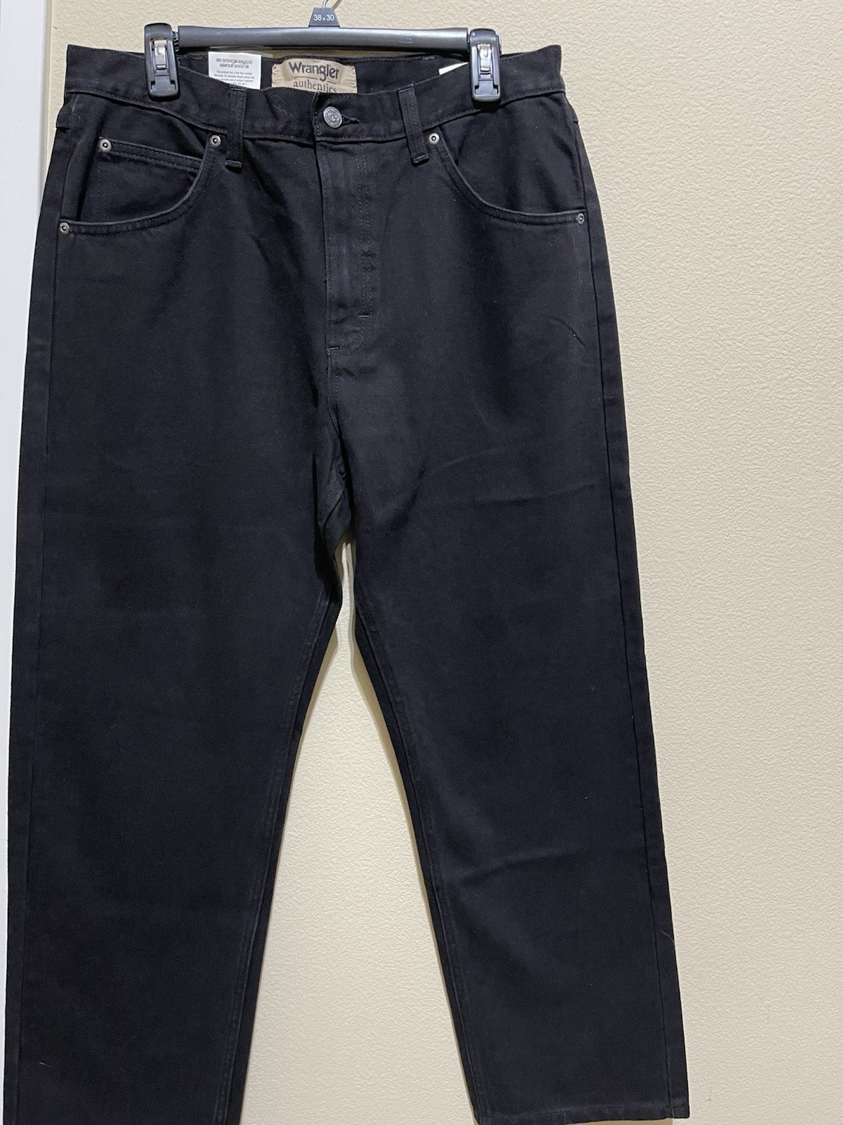 Wrangler Authentics Men’s Black Dark Wash Denim Straight Jeans Regular Fit
